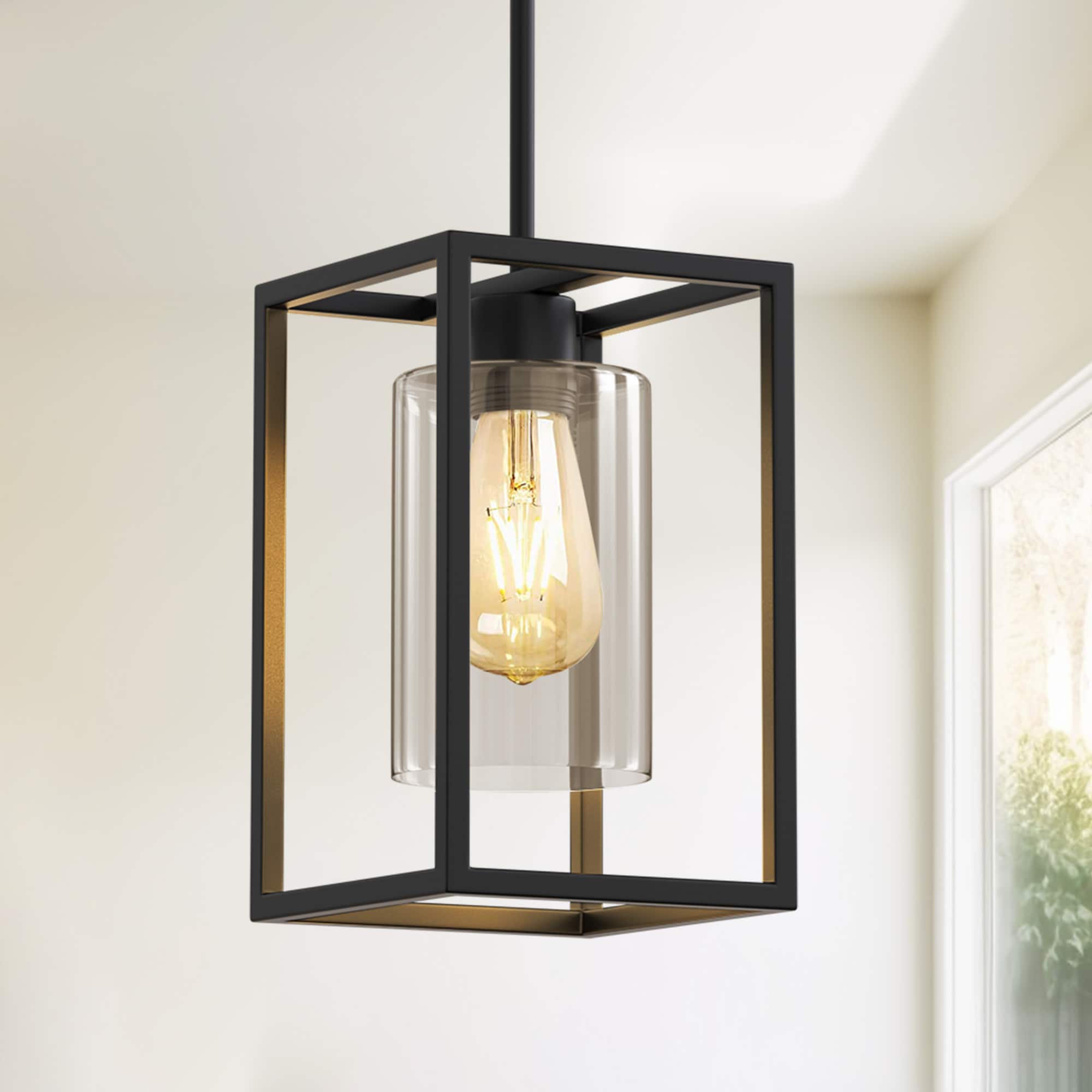 YANSUN Black Industrial Lantern Led Mini Hanging Pendant