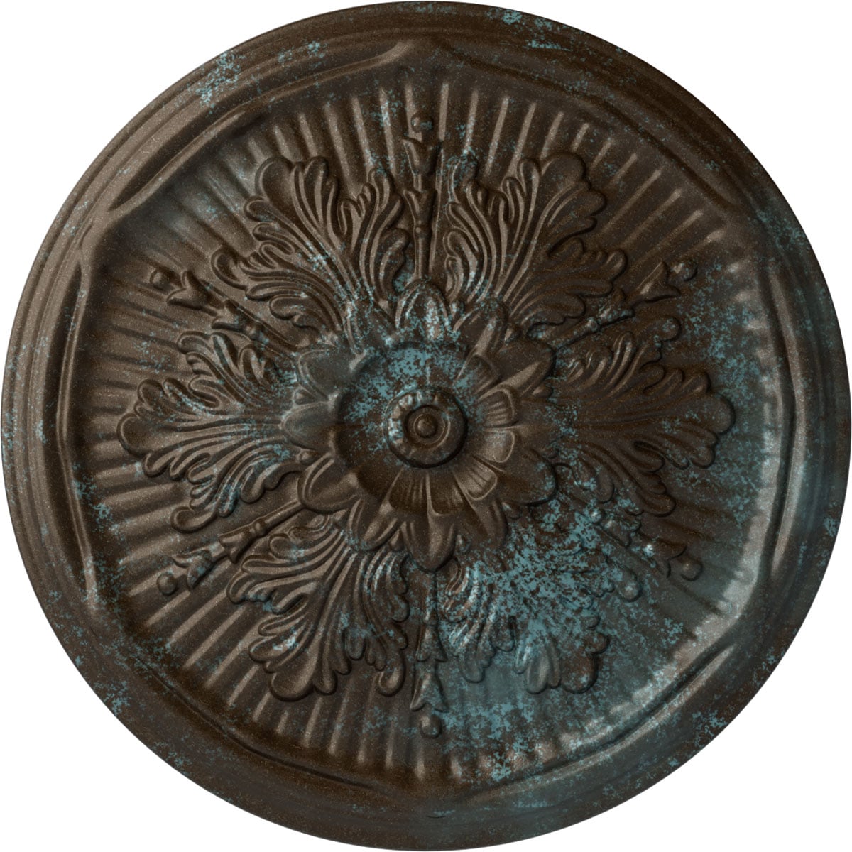 Ekena Millwork CM21LUBBS Luton 21-in W x 21-in L Painted Bronze Blue Patina Polyurethane Whole Ceiling Medallion