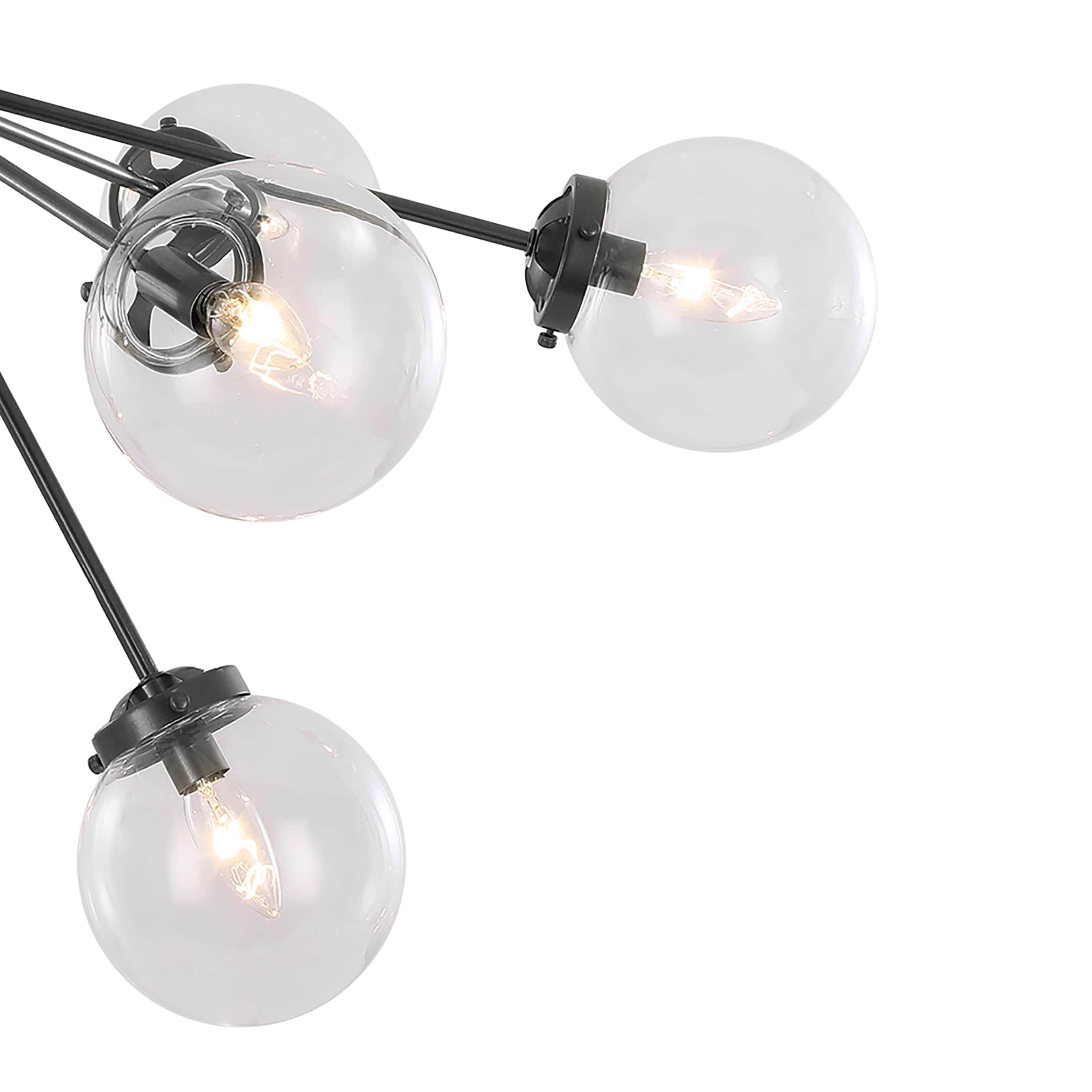Matte Black 12-Light Sputnik Chandelier with Glass Globes