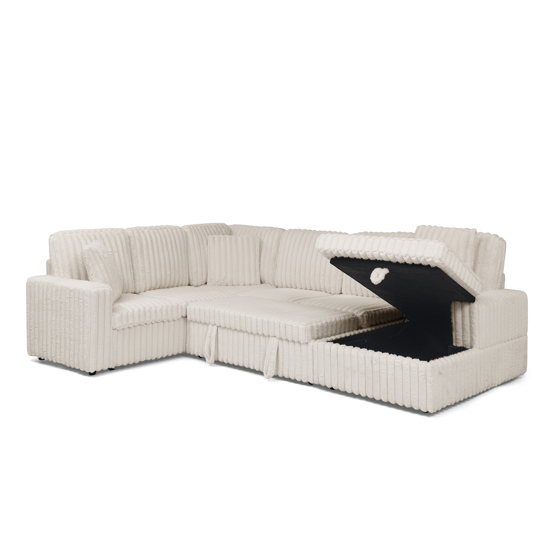 SINOFURN - 114-in W Modern Beige 6+seats Storage Sectional