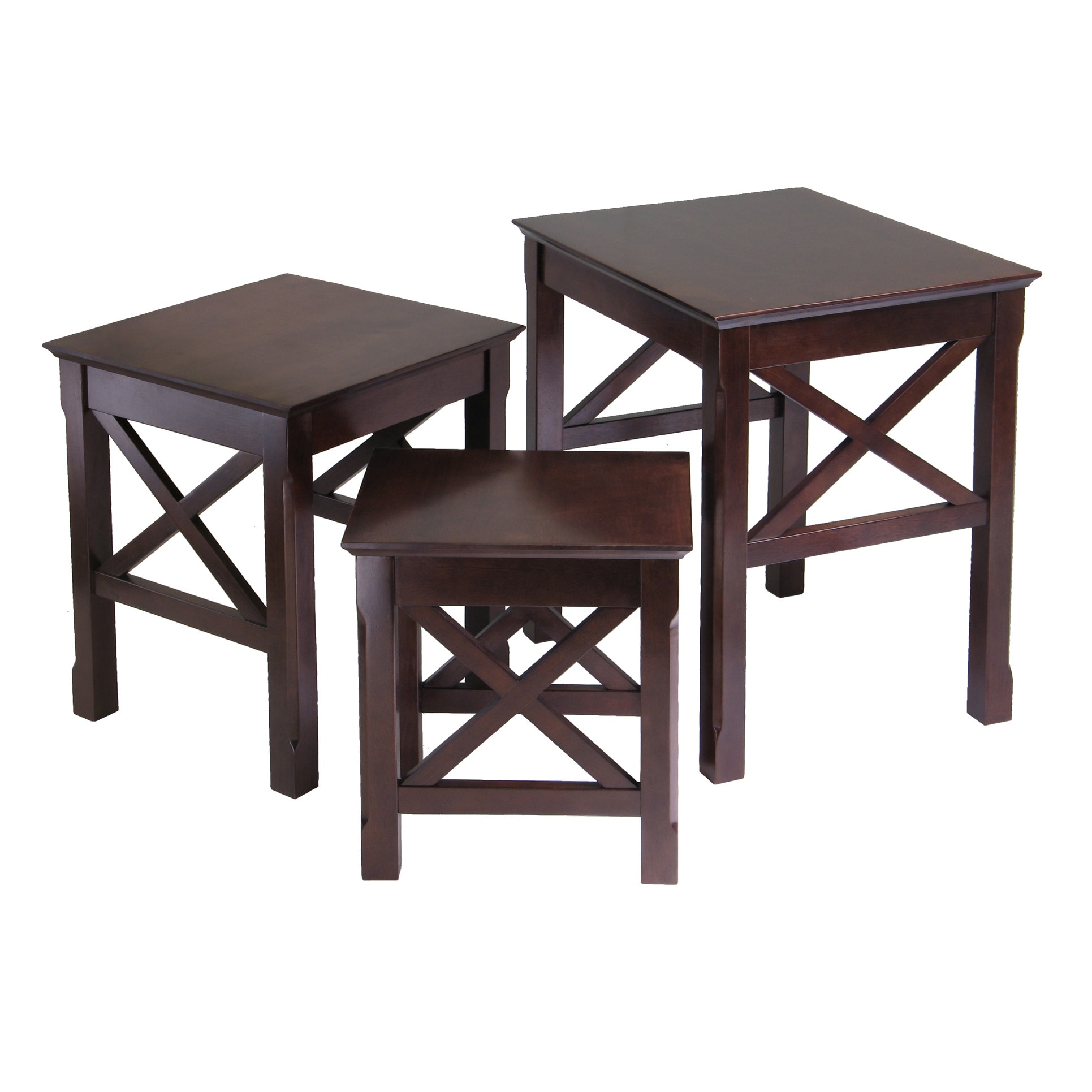 Cappuccino Wood 3-Piece Rectangular Nesting Tables