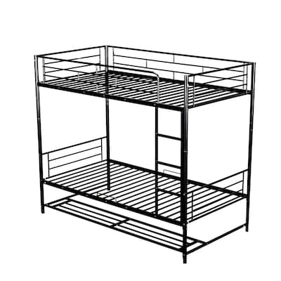 ModernLuxe Black Twin Metal Bed Frame with Storage L ModernLuxe Black Twin Metal Bed Frame with Storage L