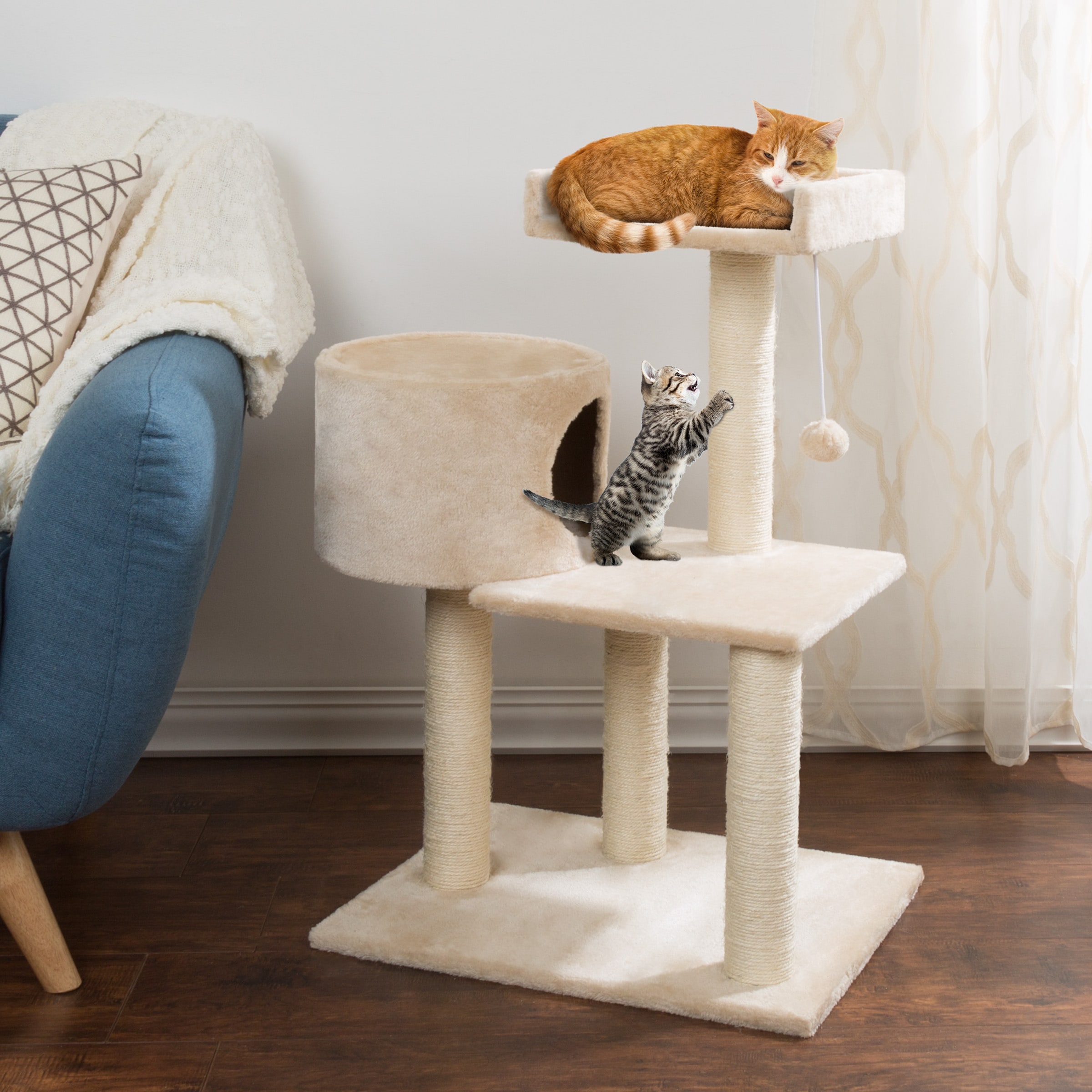 PETMAKER 31-in x 16-in Off-white Cat Tree 133869QGI at Lowes.com