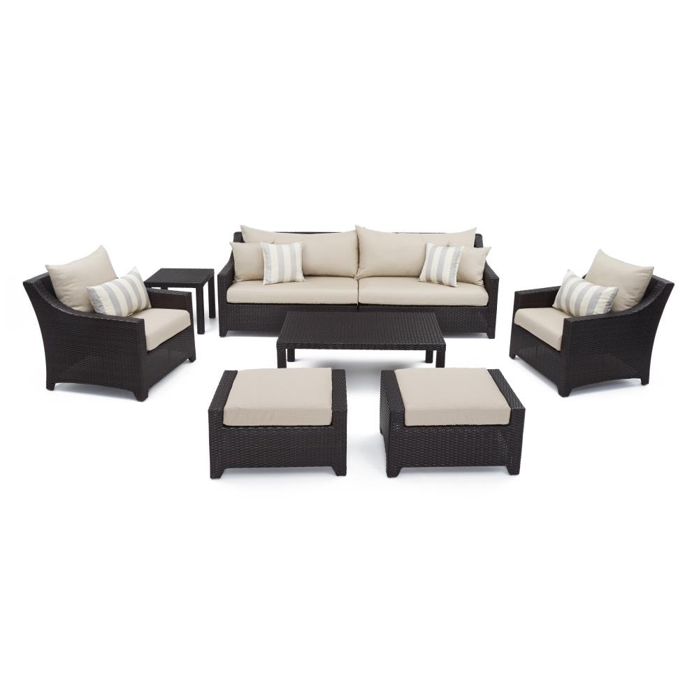 RST Brands OP-PESS7-SLT-K Deco 8-Piece Wicker Patio Conversation Set with Gray Sunsharp Cushions