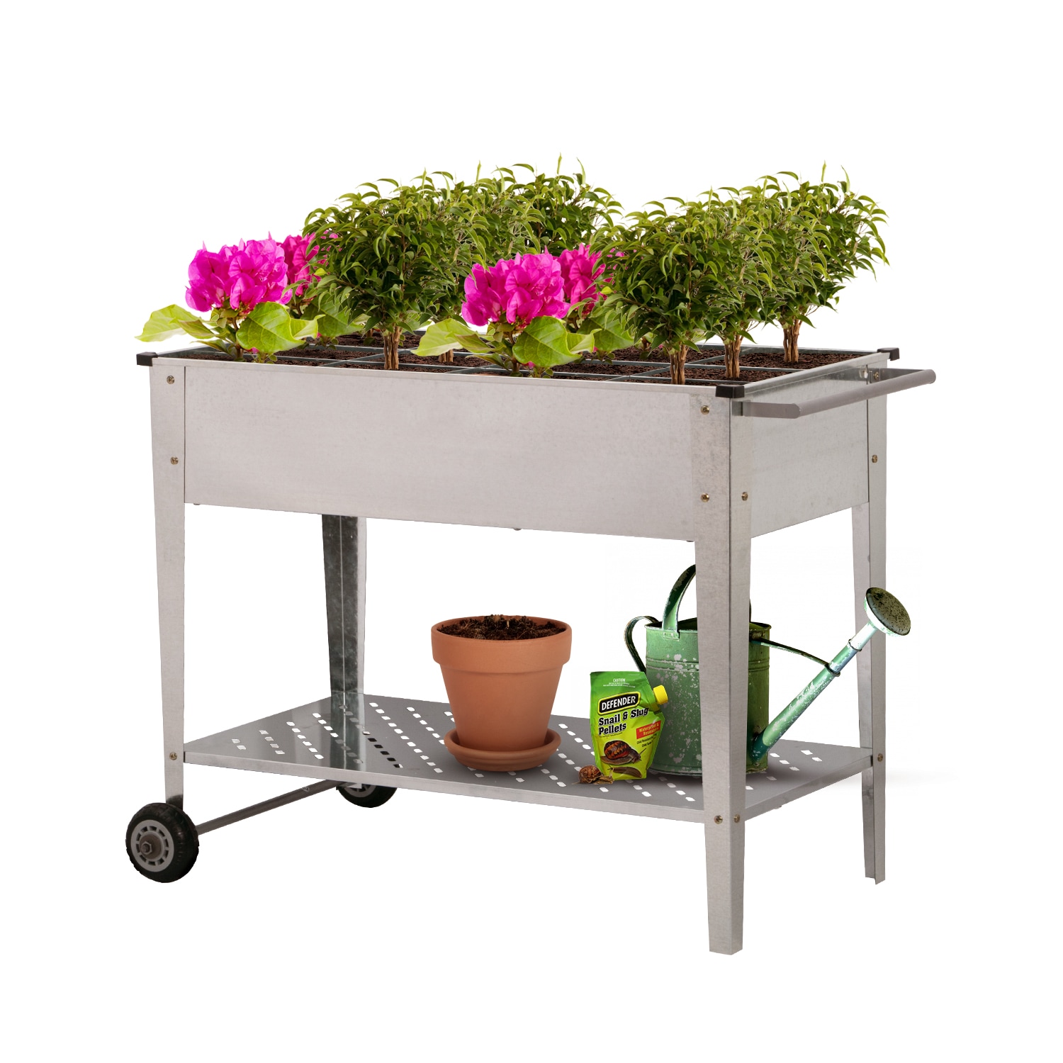 GDY GBED015 31.49-in W x 39.37-in L x 19.68-in H Sliver Plastic Raised Planter Box