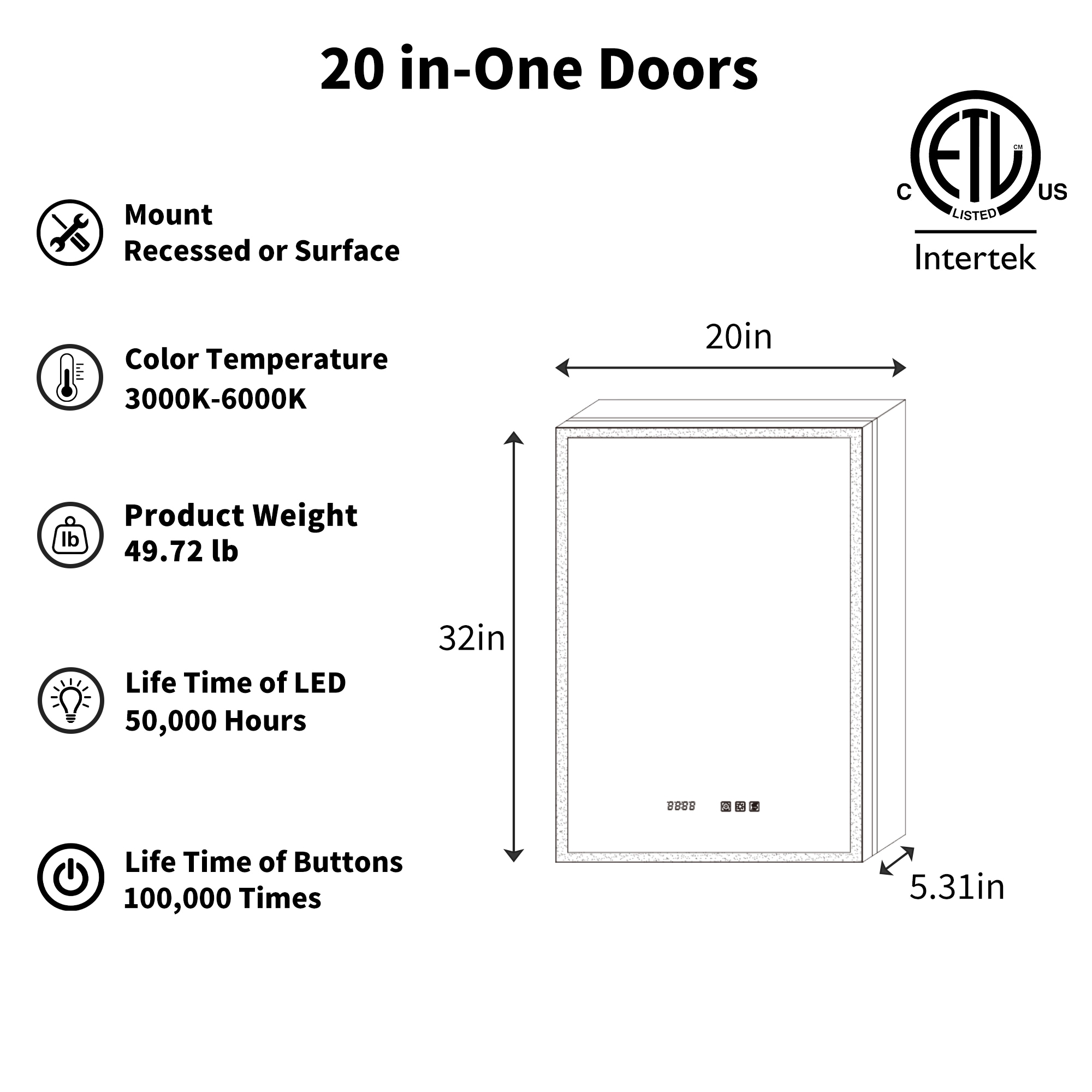 ExBrite MC2032V12RX Bathroom-Medicine-Cabinets - View #2