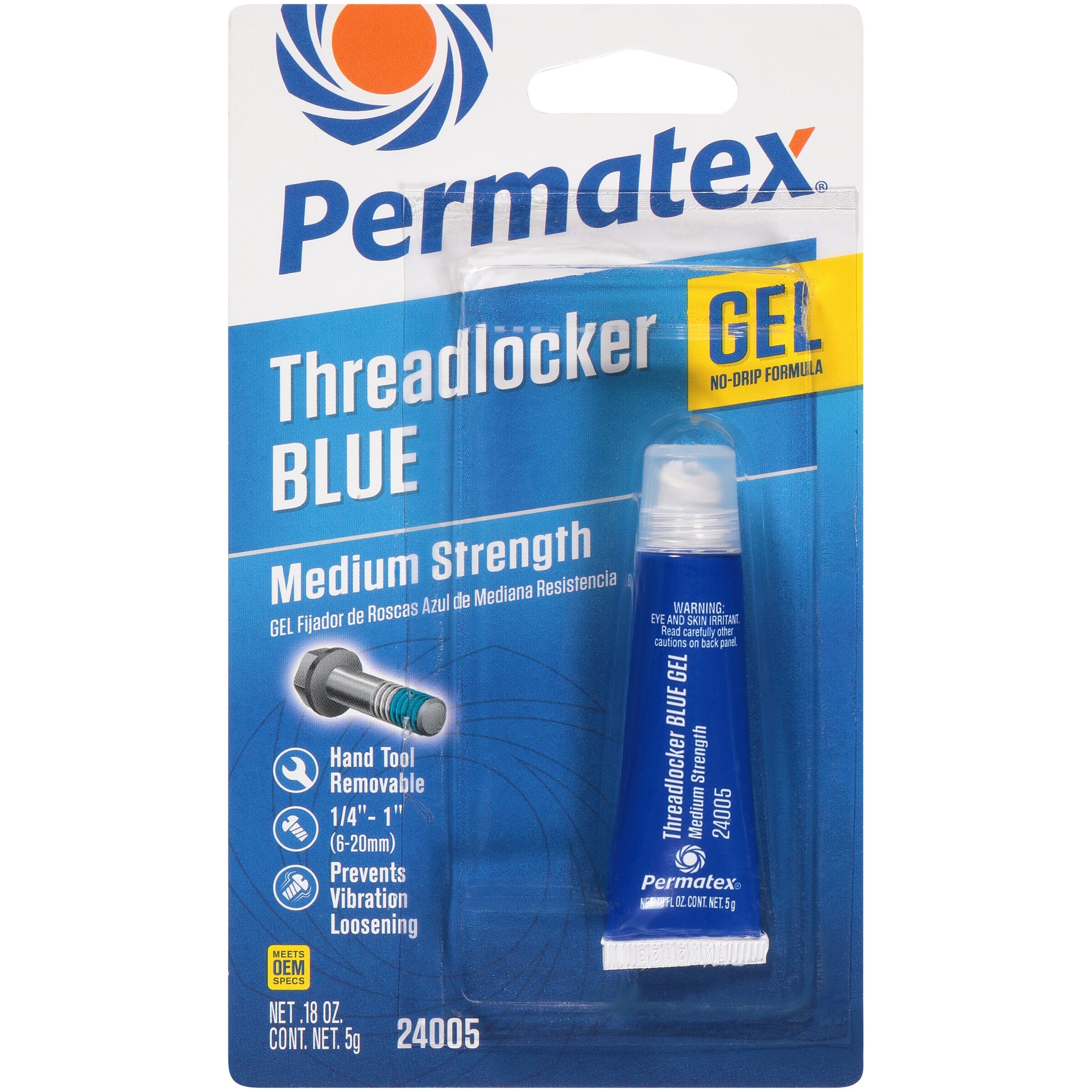 Permatex 24005 Medium Strength Threadlocker Blue Automotive Adhesive (Actual Net Contents: 0.18-fl oz )