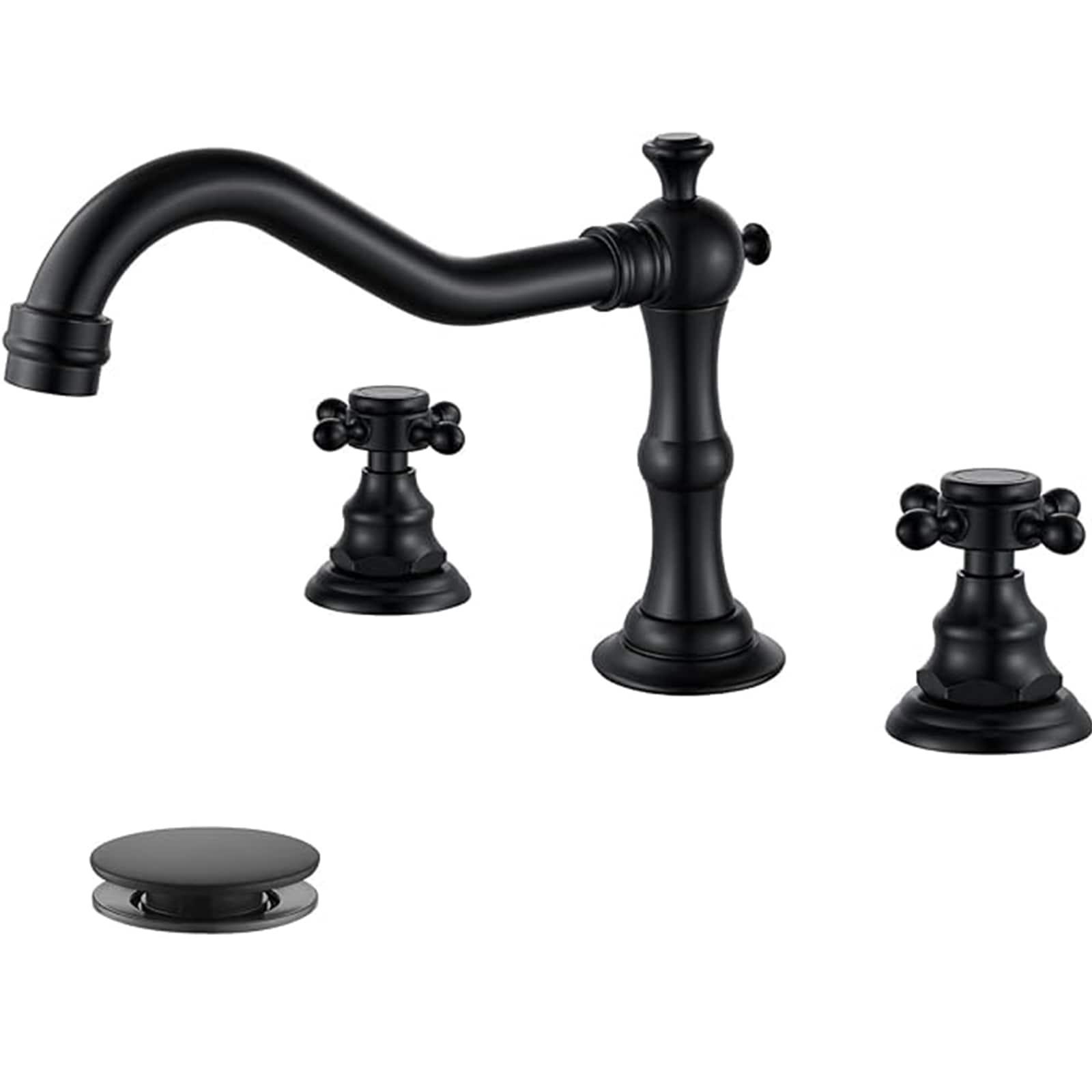 BYH Y-WBF001-MB Matte Black 4-in centerset 2-handle WaterSense Waterfall Commercial/Residential Handle Bathroom Sink Faucet with Drain