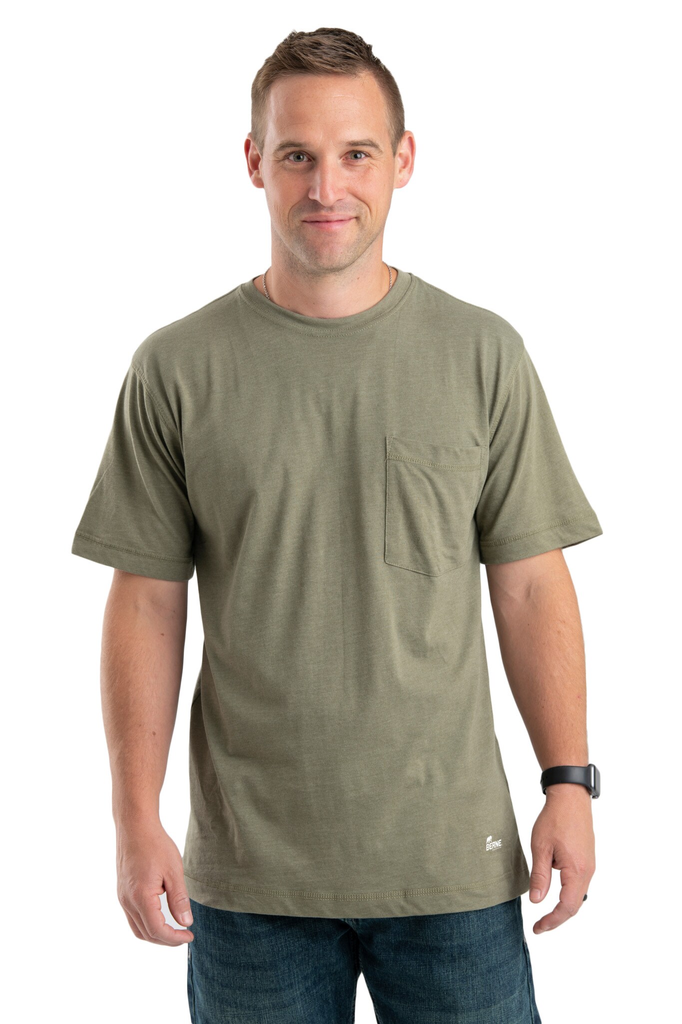 BERNE APPAREL BSM38LCNR560 Men's Green Jersey Short sleeve Solid T-shirt ( 3XL )