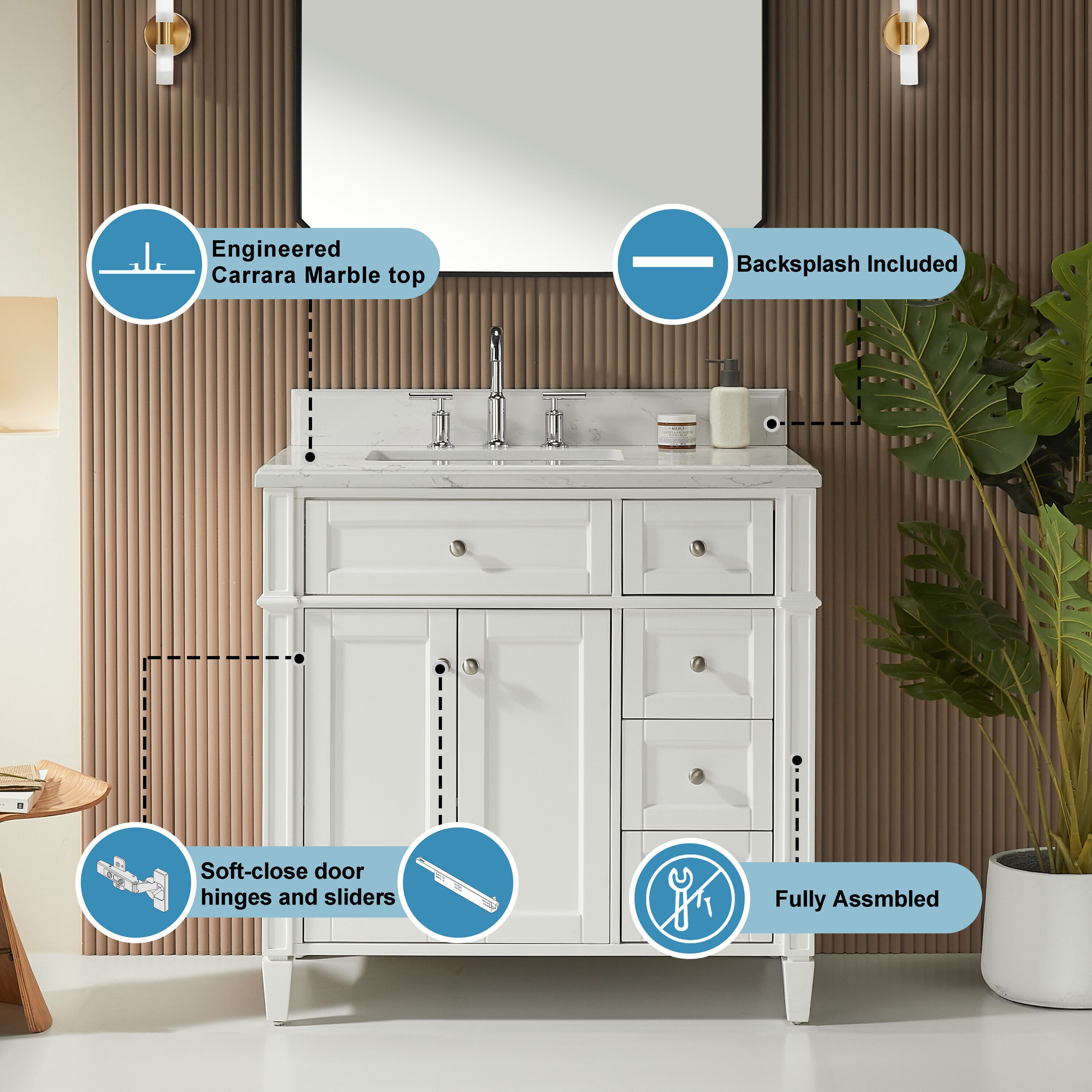 WELLFOR WA-9648-DH Bath-Vanity-Combo - View #11