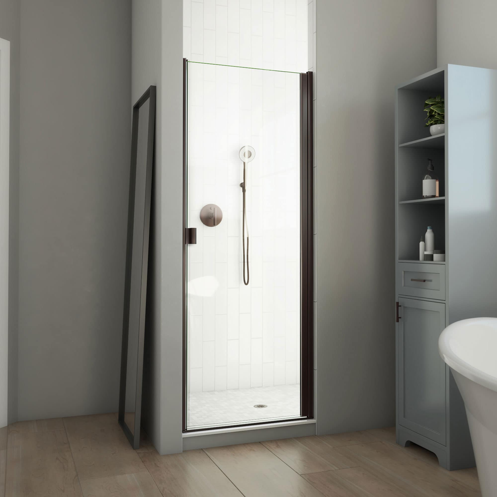 DreamLine SDA128W660VRX06 Alliance Swing BG Oil Rubbed Bronze 28-in to 29-in W x 66-in H Semi-frameless Hinged Shower door 3/16-in Thick Clear Glass