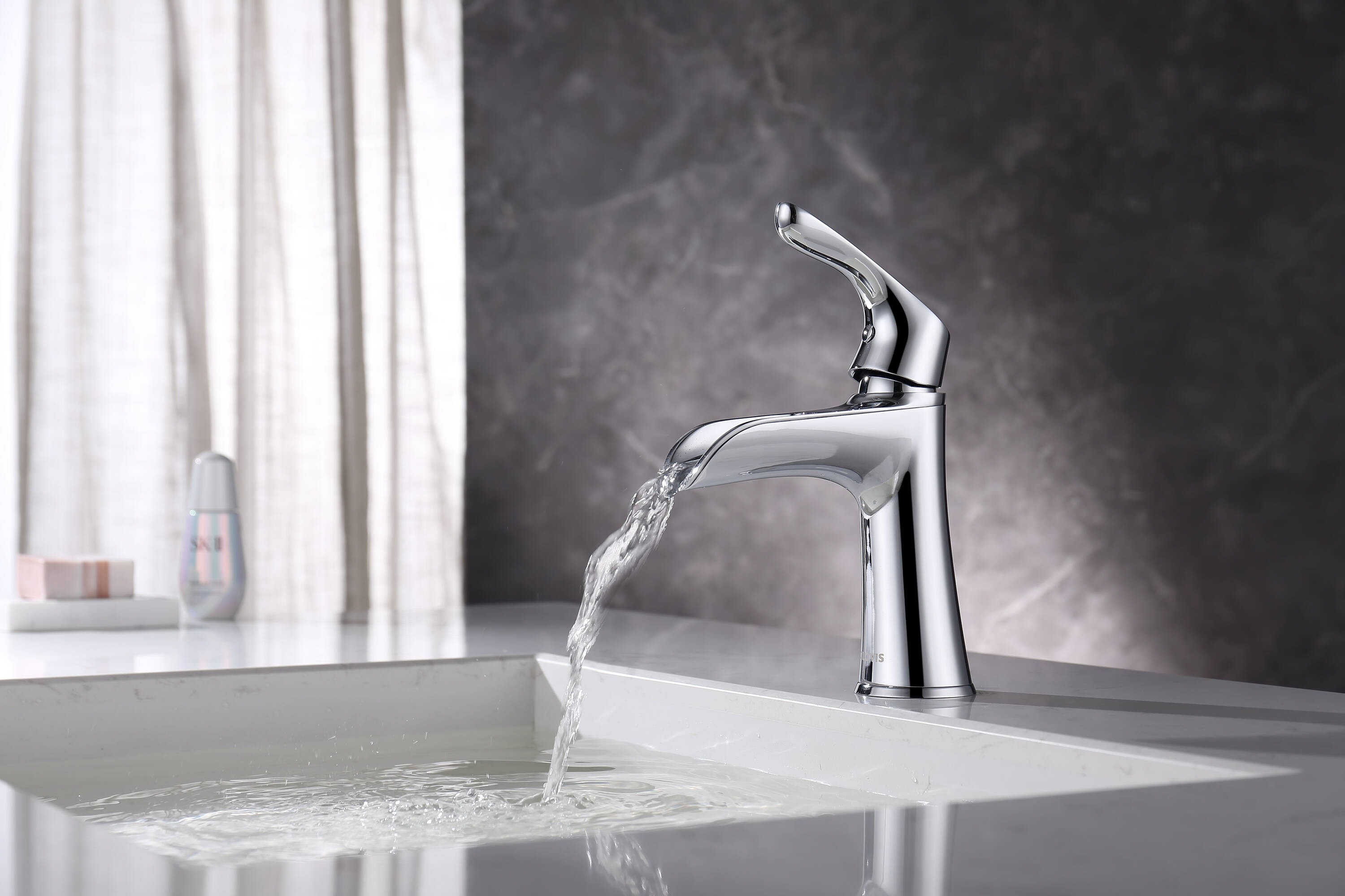 Damerin MSA09 Brushed Nickel Single hole 1-handle Mid-arc Residential Handle Bathroom Sink Faucet
