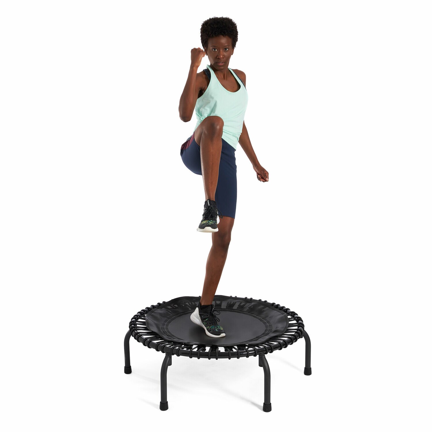 JumpSport 220 in Home Cardio Fitness Rebounder - Mini Trampoline with  Handle Bar Accessory, Premium Bungees and Workout DVD