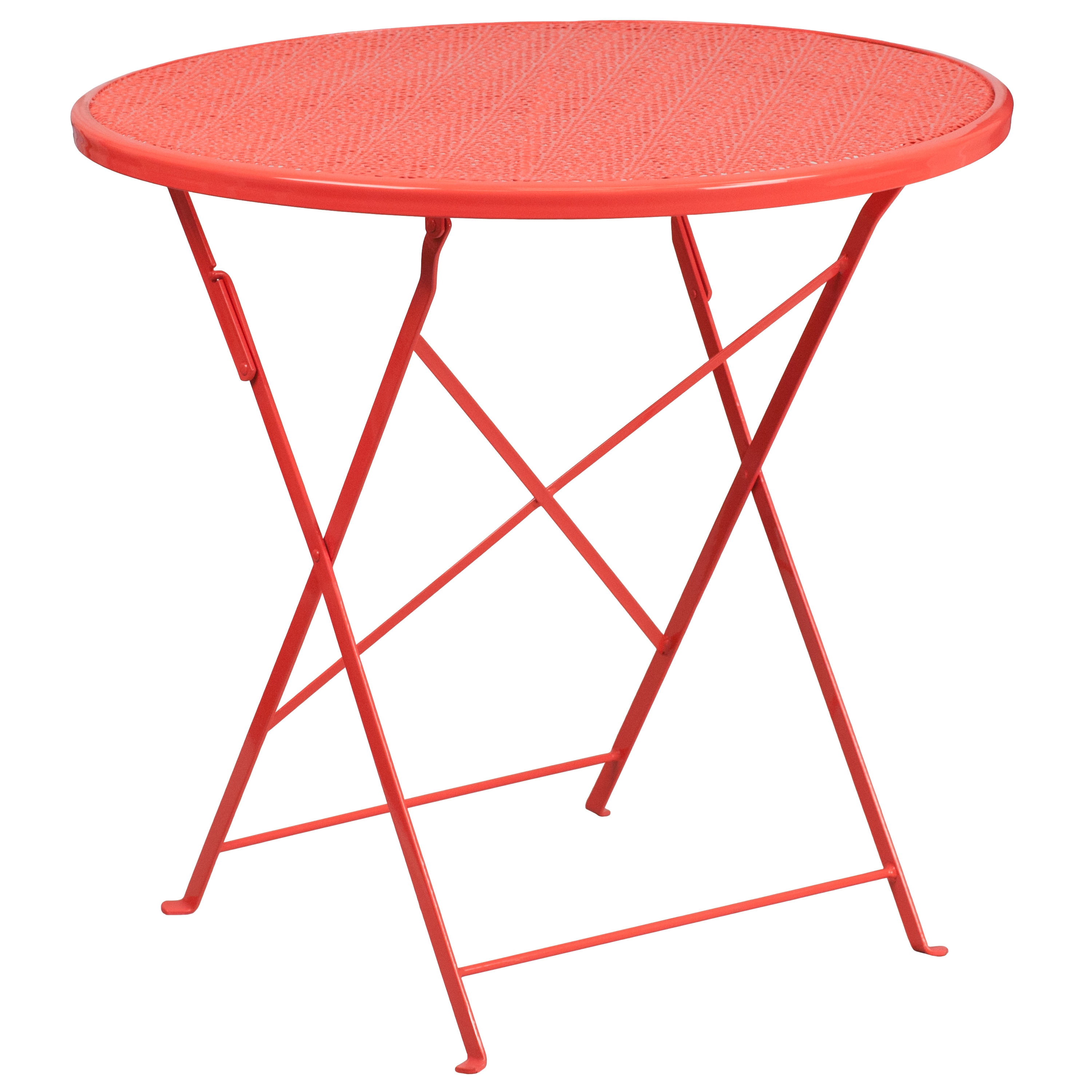 Flash Furniture 889142057451 Oia Coral Round Contemporary/Modern Dining Table, Metal with Pink Metal Base 30-in L x 28-in H