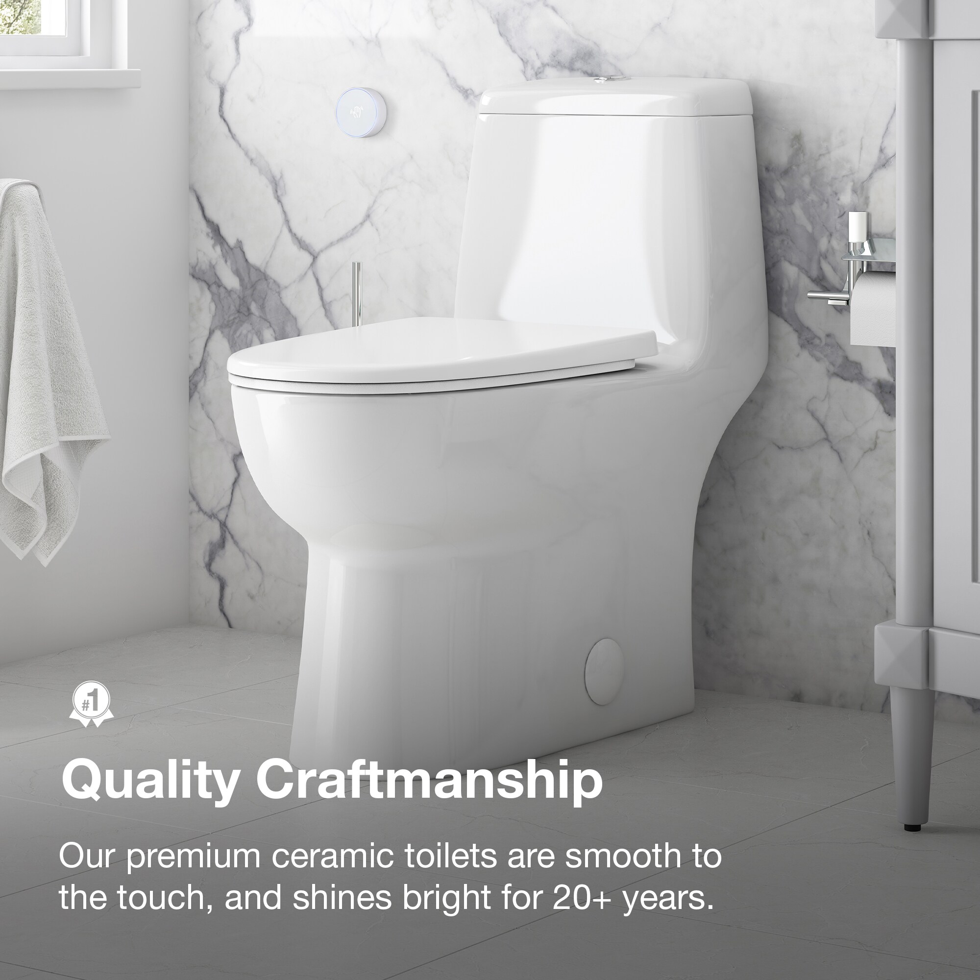 White High Efficiency Dual Flush One-Piece Elongated Toilet