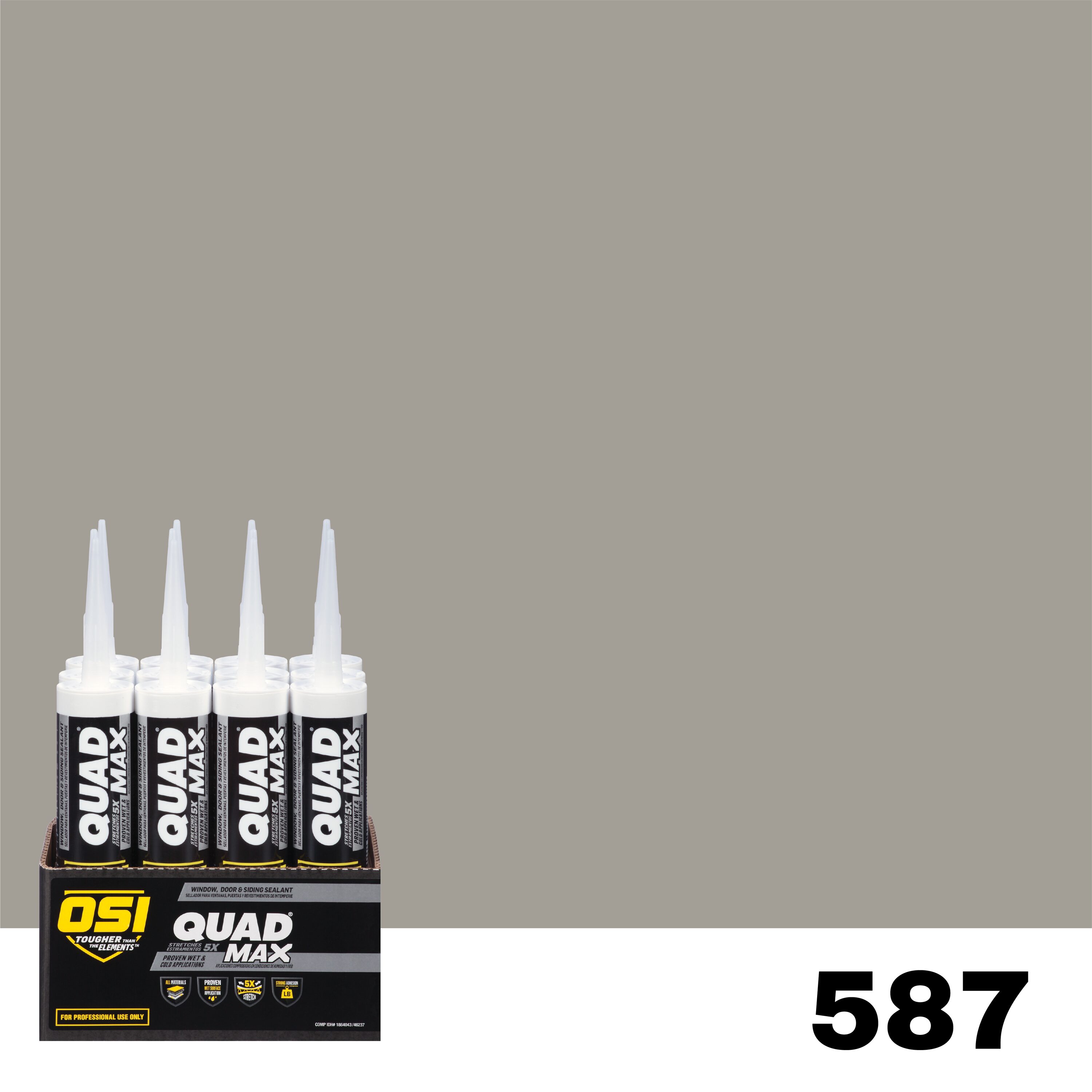 OSI 1869652 Quad Max 12 -Pack 9.5-oz Window door Gray 587 Paintable Advanced Sealant Caulk