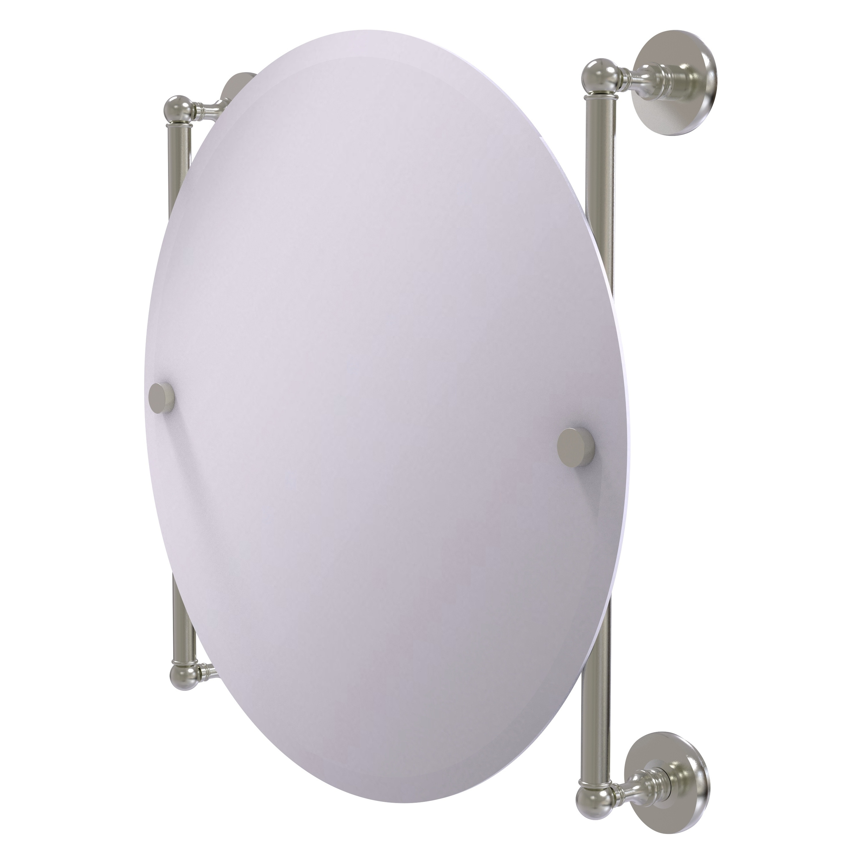 Allied Brass P1000-27-90-SN Prestige Skyline 22-Inches x 22-Inches Beveled Frameless Round Bathroom Vanity Mirror ( Satin Nickel )