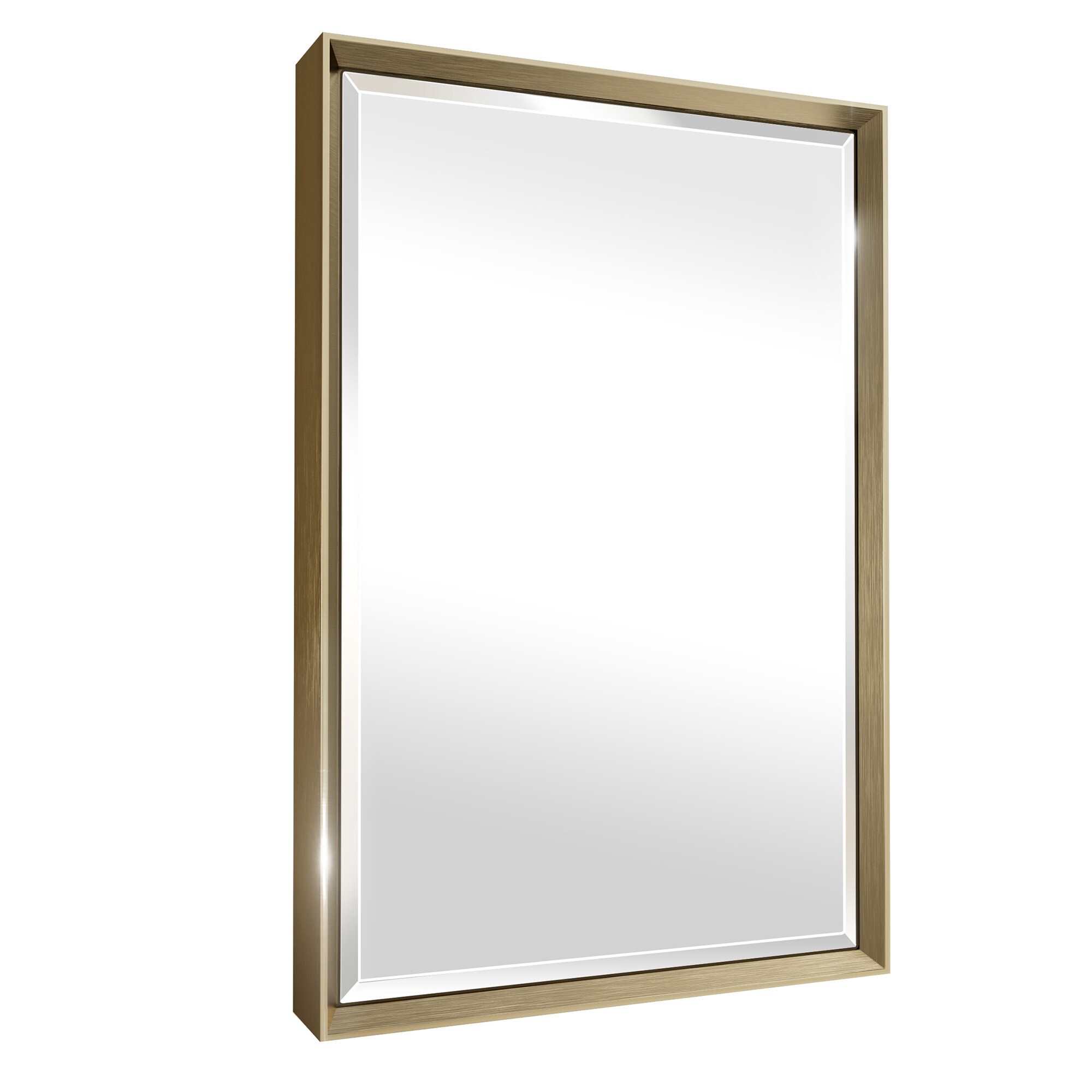 QueenFun Mirror 16-in x 24-in Beveled Rectangle Bathroom Vanity Mirror ( Gold )
