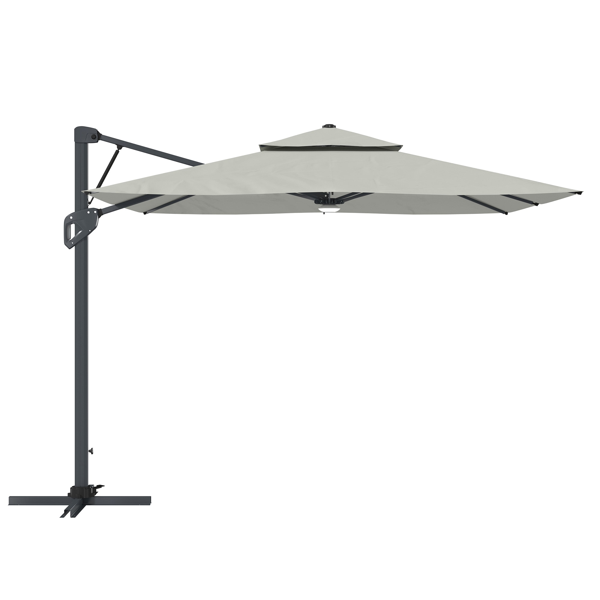 CASAINC CA350GYLED 10-Feet Aluminum Gray Cantilever Patio Umbrella with Lights and