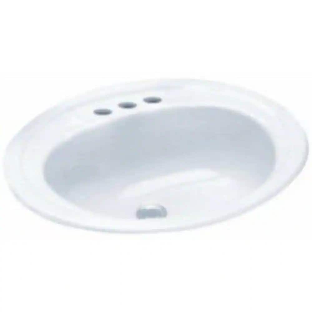 proflo white drop-in oval transitional bathroom sink (20.5-in x 17