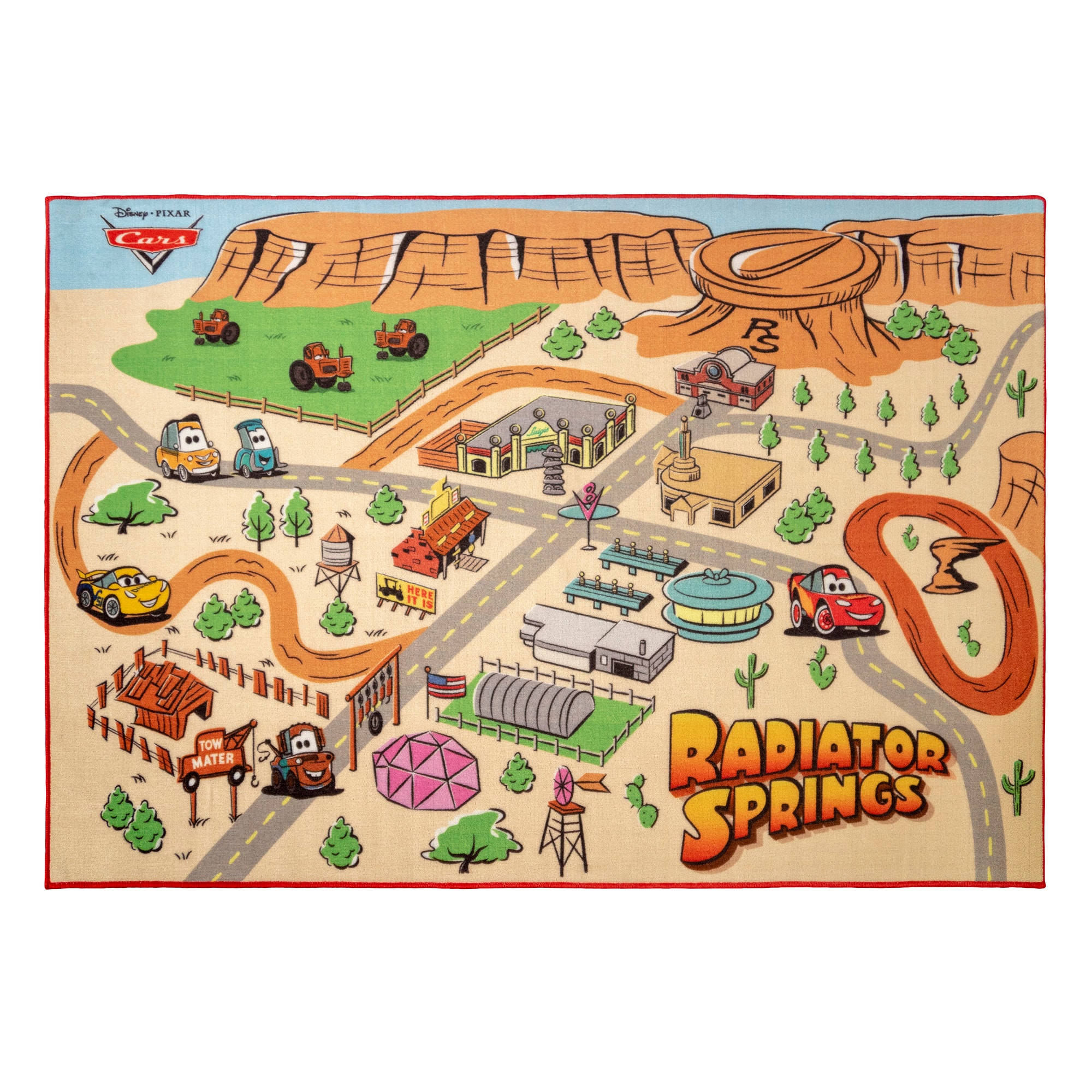 Disney 31201 Movies 4 x 6 (ft) Loomed Polyester Cars Radiator Play Rectangular Indoor Abstract Area rug