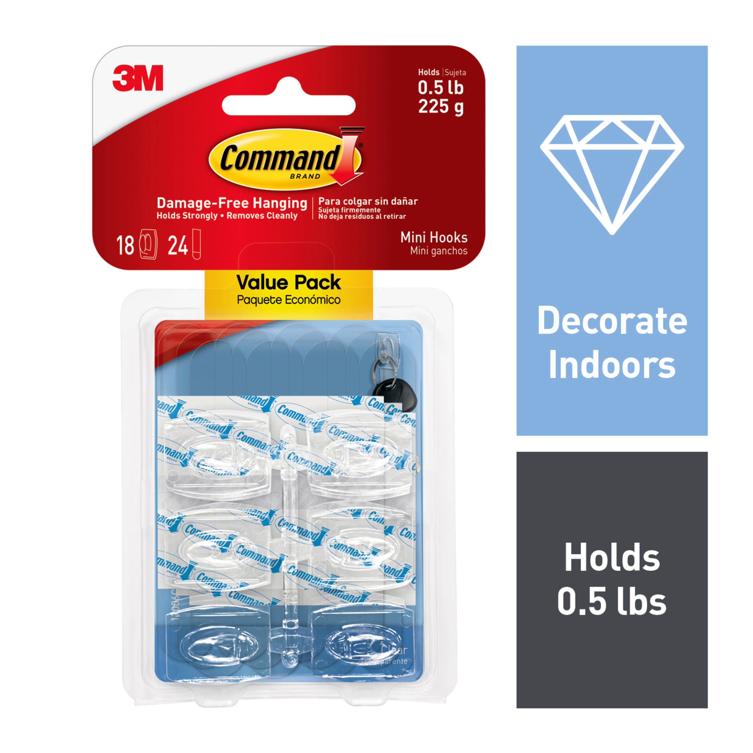 Command Mini 18-Pack Clear Adhesive Storage/Utility Hook (0.5 lbs.  Capacity) in the Utility Hooks & Racks department at