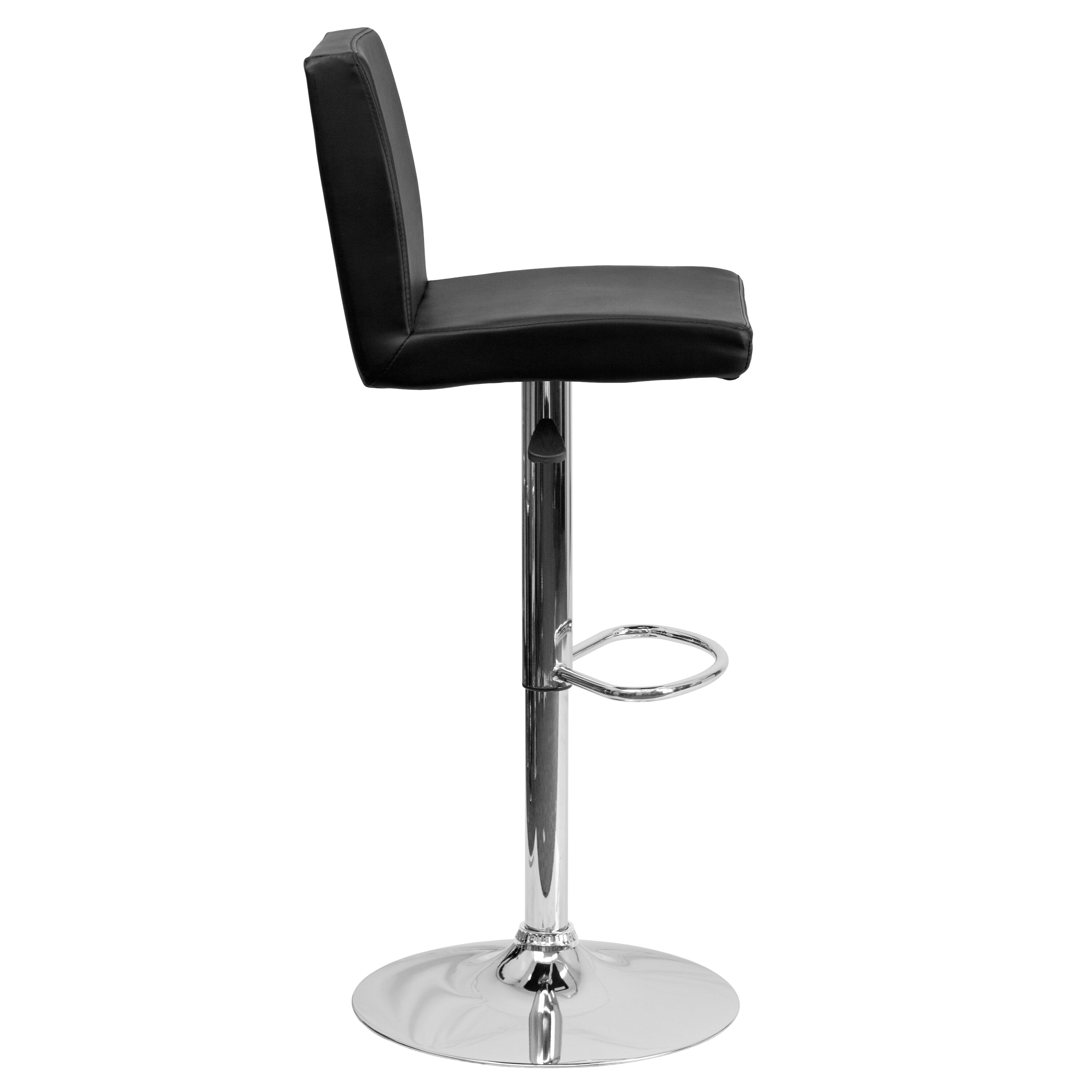 Sleek Black Vinyl and Chrome Adjustable Swivel Barstool