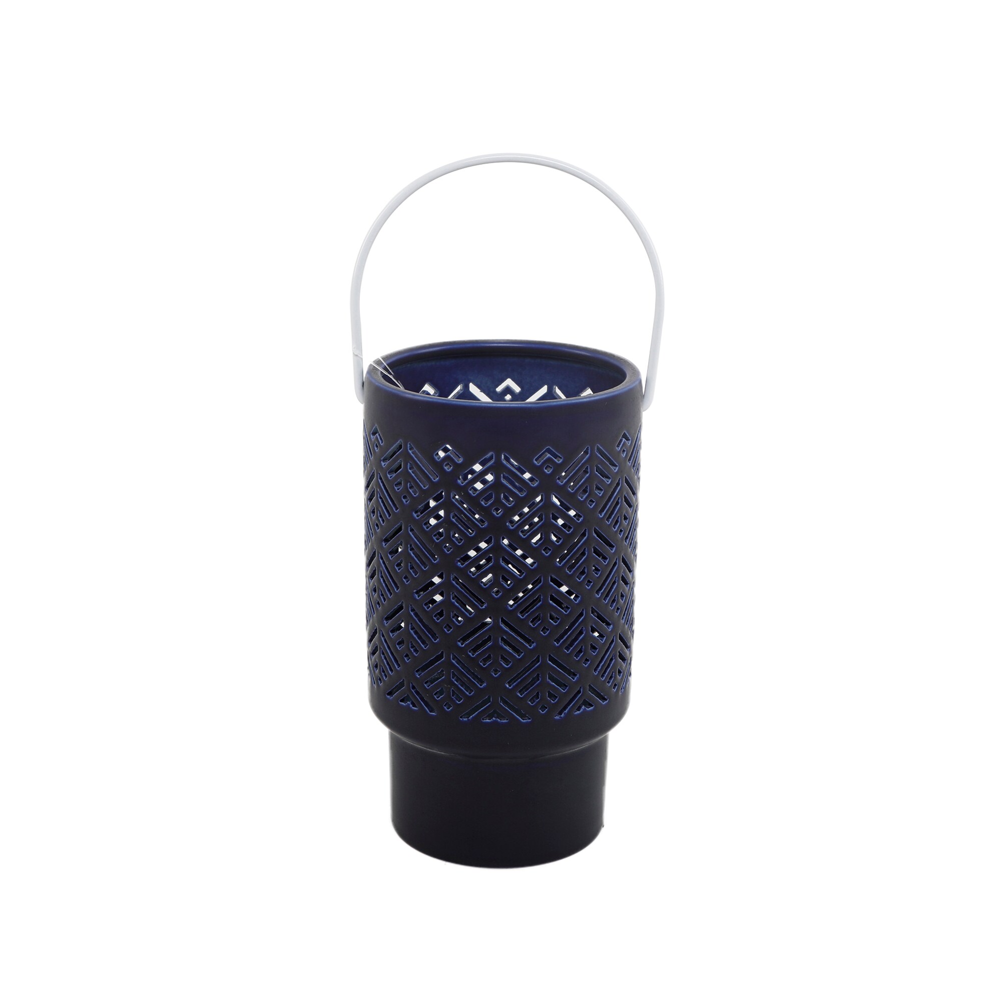 Flora Bunda YC20758E-MTNV Round 4.25-in W x 4.25-in H Blue Ceramic Indoor/Outdoor Planter