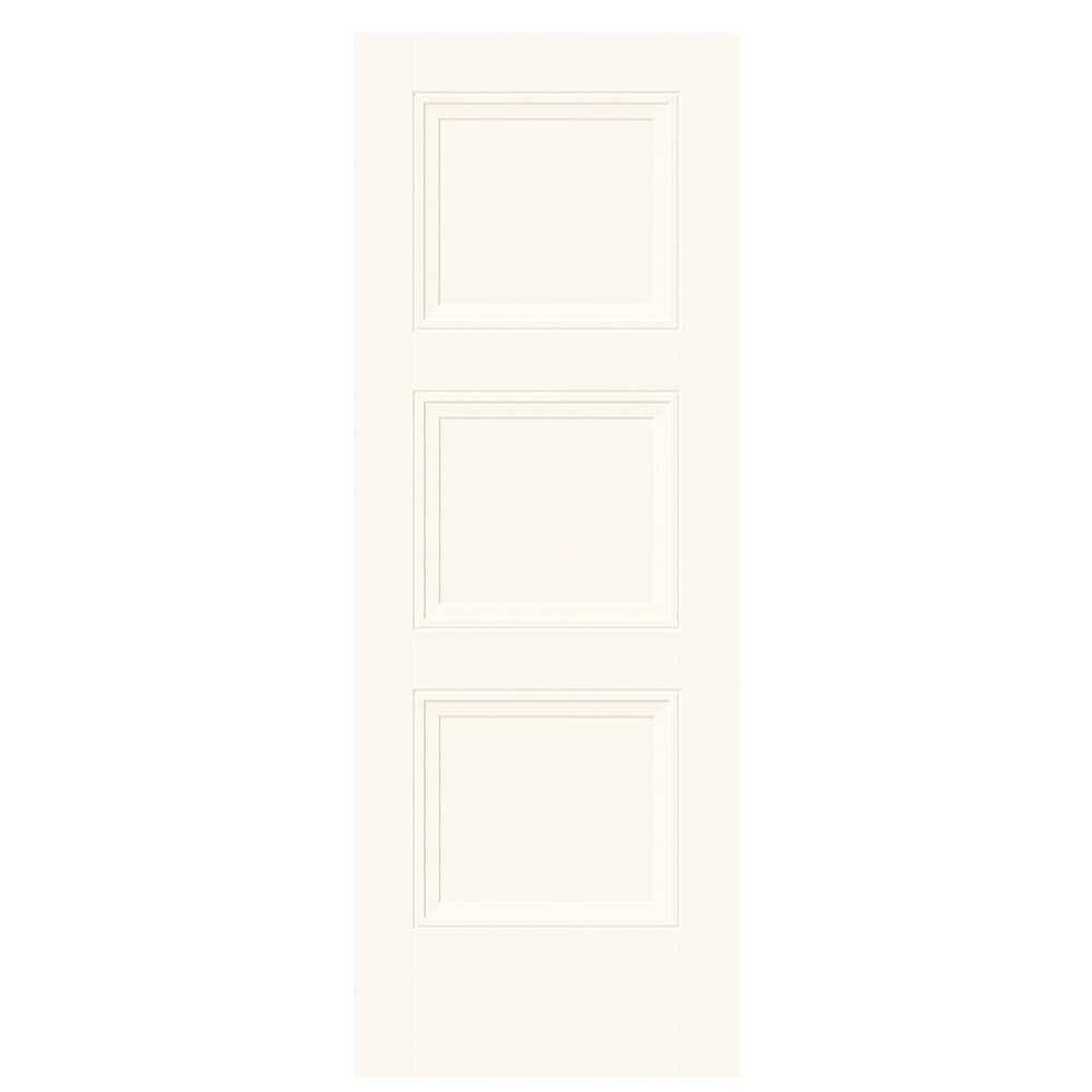 Masonite 1573224 Livingston 30-in x 80-in SnowStorm 3-panel square Smooth Solid core Prefinished Molded composite Slab Door