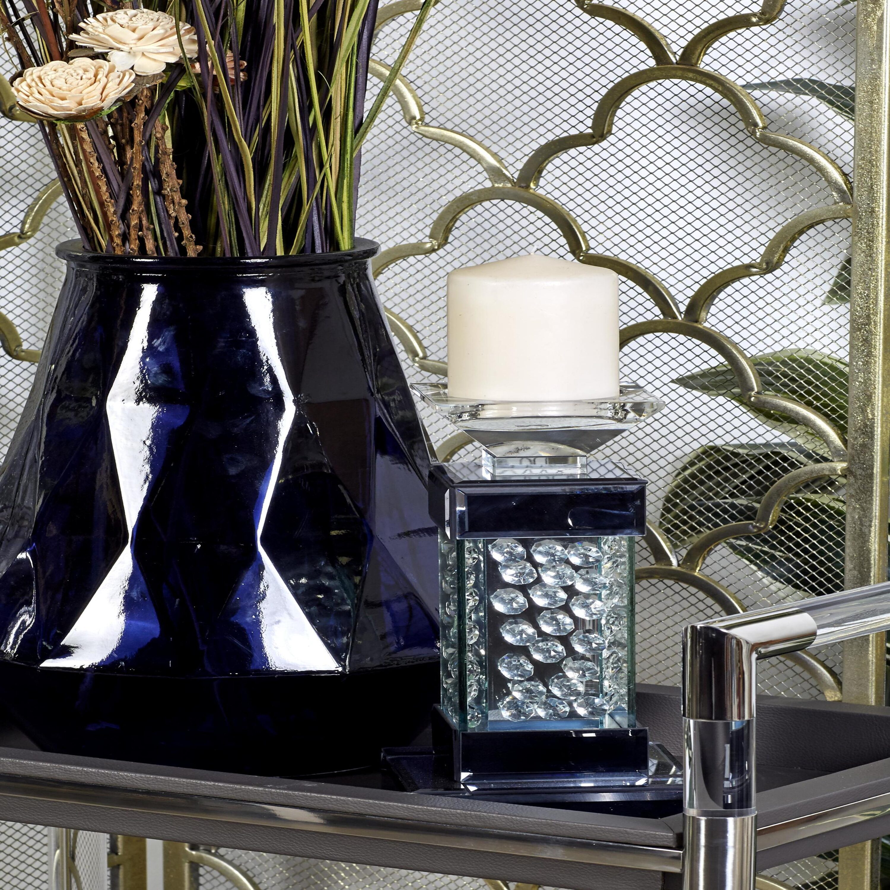 Grayson Lane 79281 1 Candle Glass Pillar Candle Holder