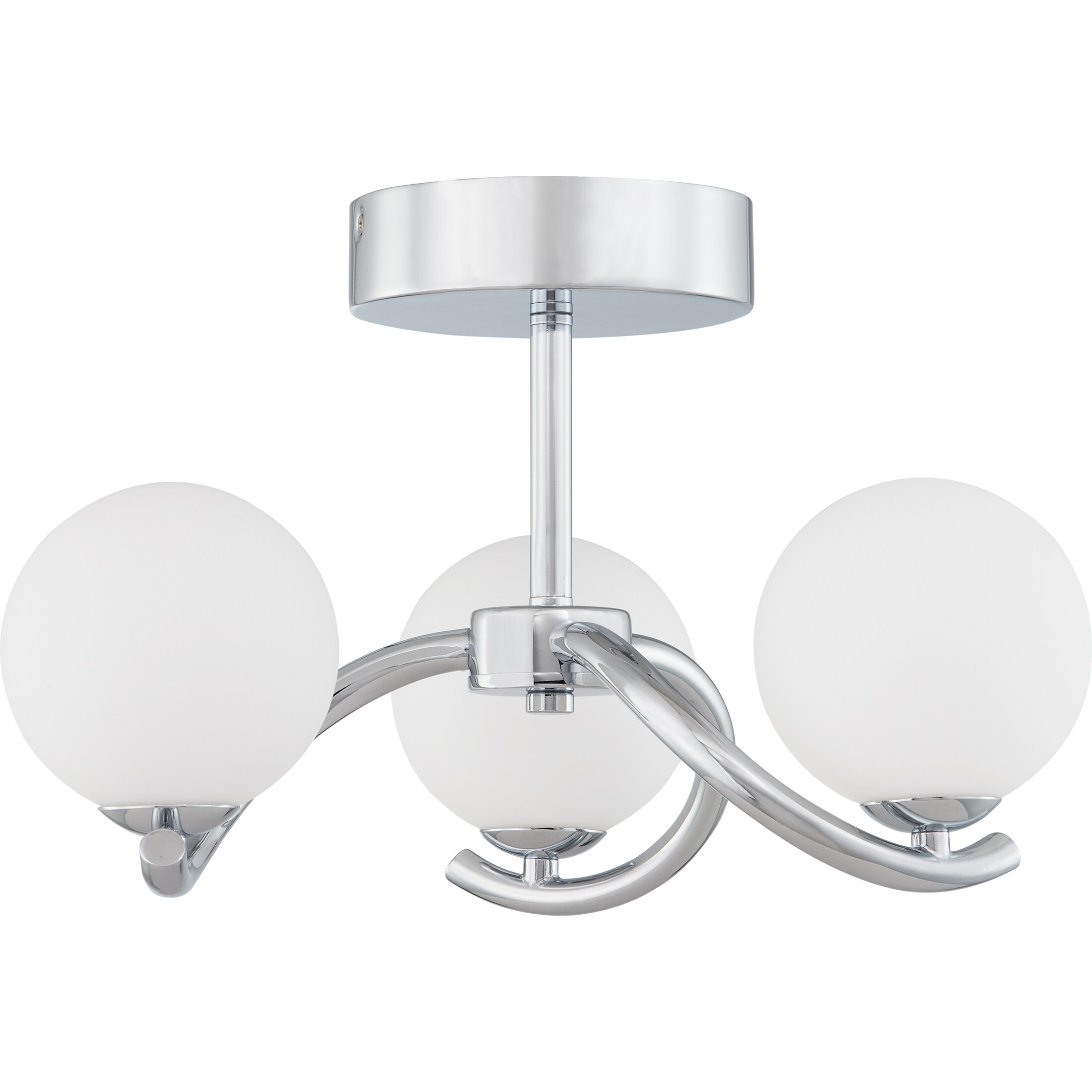 Modern Flush 3 Light GLASS shade Ball Lamp Chrome Mirror Silver Kitchen Dining 