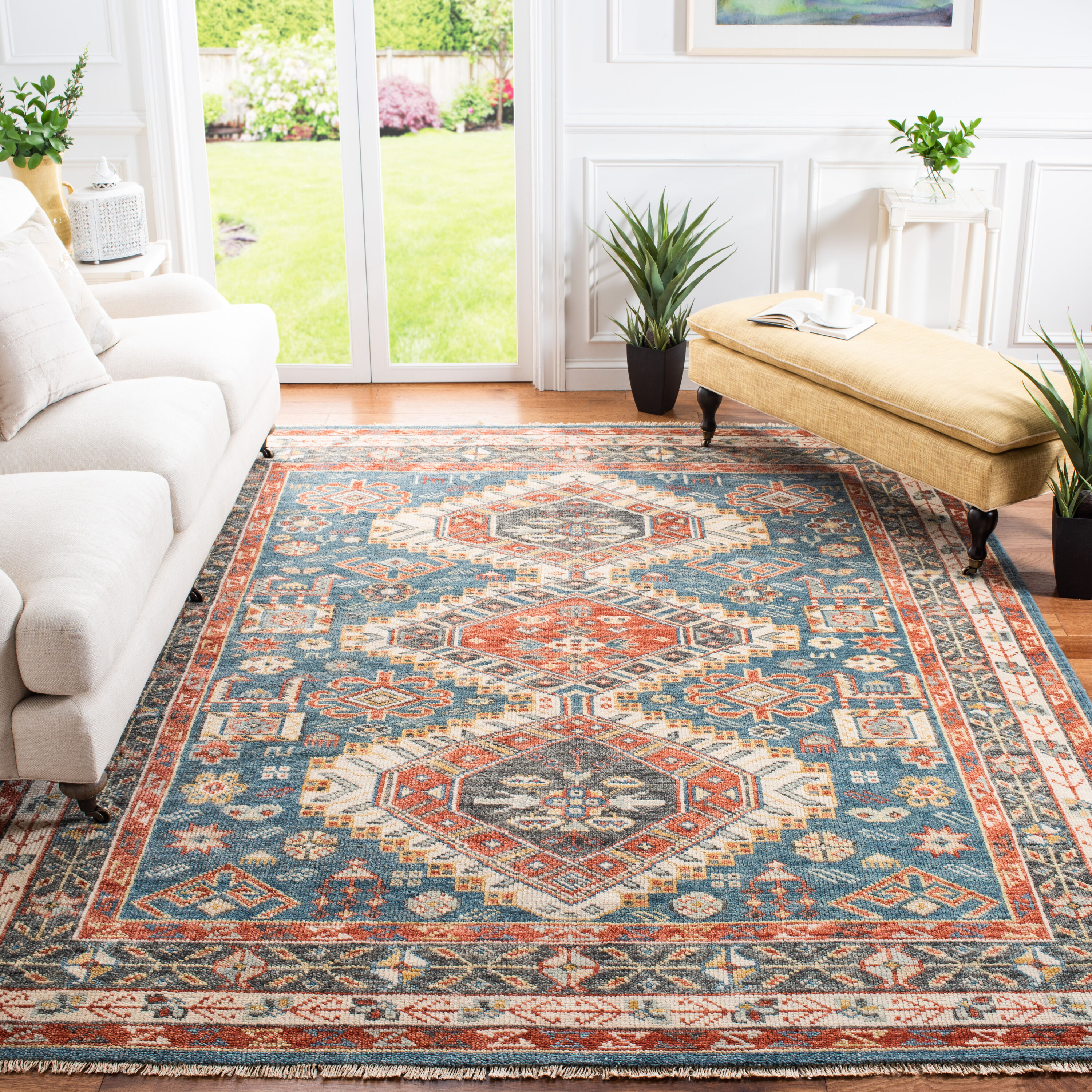 Samarkand 118M Blue Red 8 x 10 Rectangular Area rug