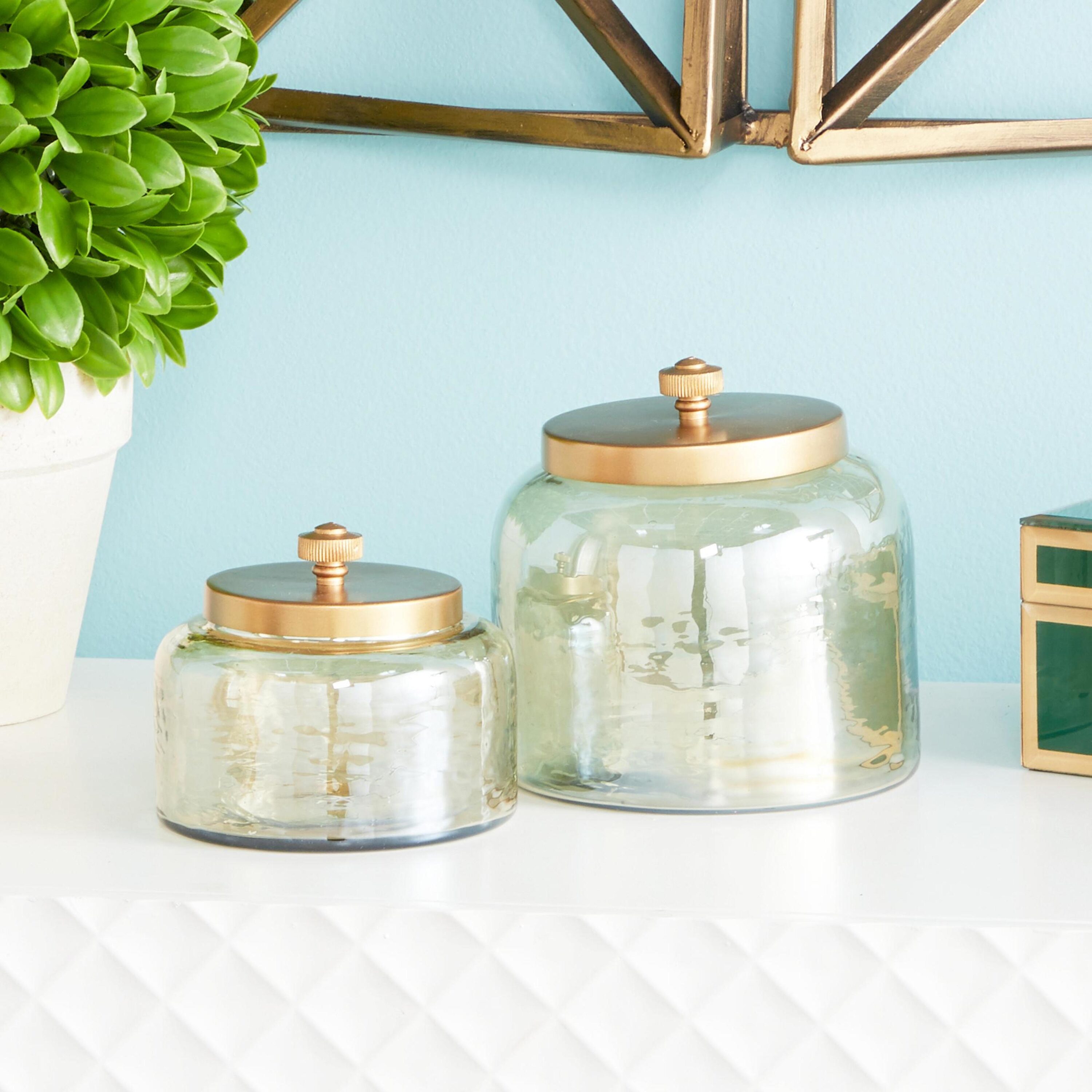 CosmoLiving by Cosmopolitan 94968 2 -Pack Gold Glass Glam Decorative jar