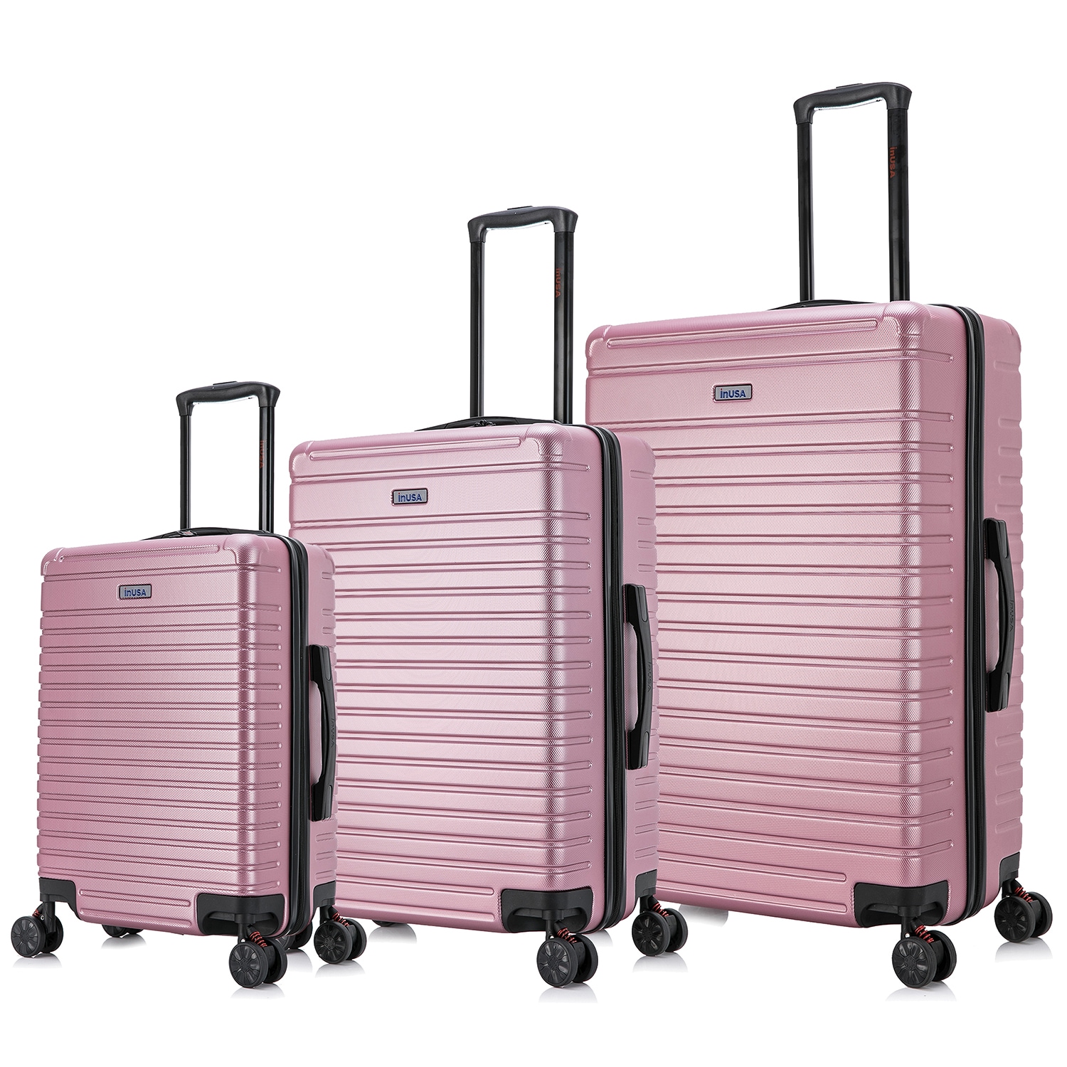 InUSA IUDEESML-ROS 19.29 x 11.42 x 29.53 ROSE GOLD Polycarbonate Hardshell Suitcase set 3 -Bag