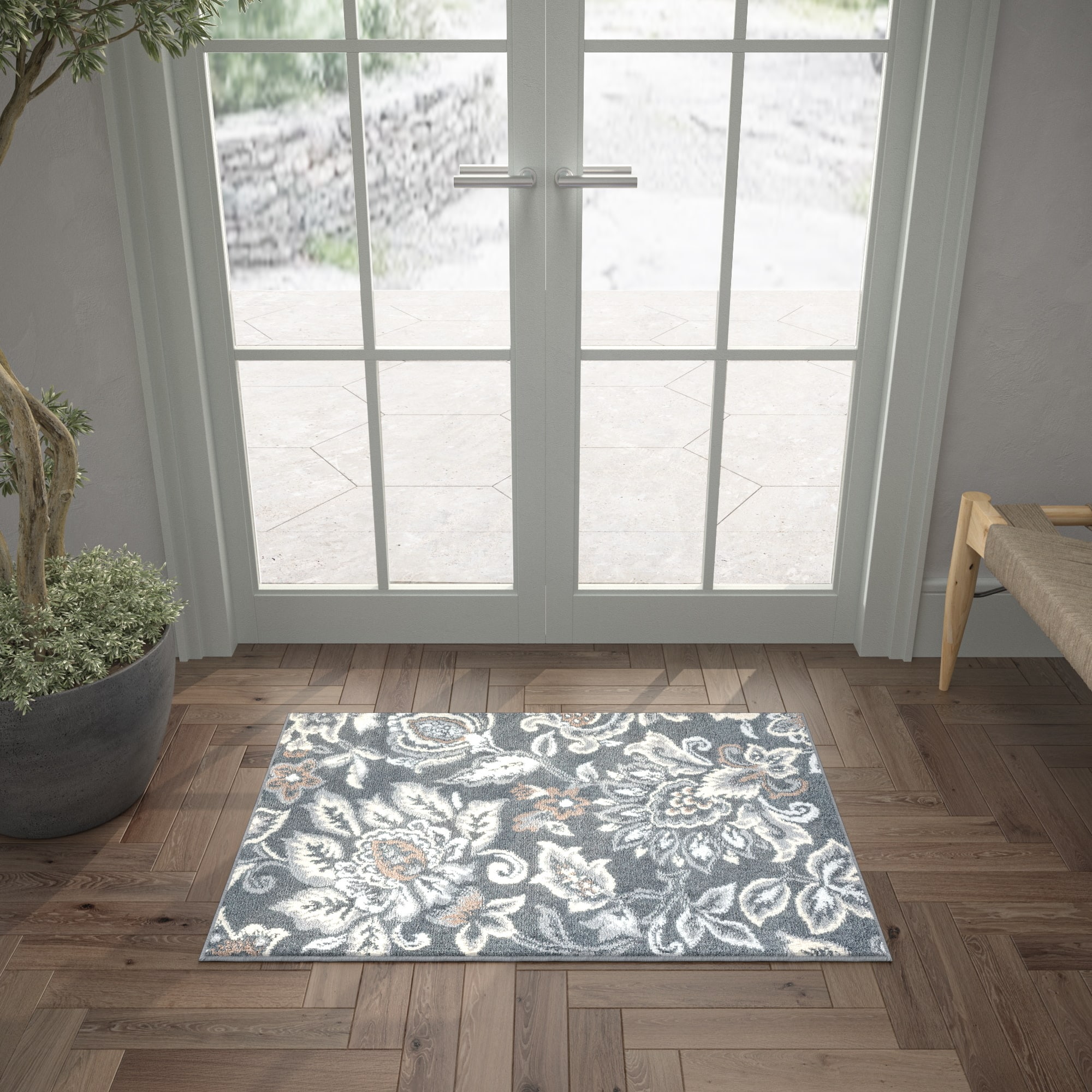 Tayse MDN4241 2X3 Madison 2 x 3 (ft) Loomed Polypropylene Dark Gray Rectangular Indoor Throw rug