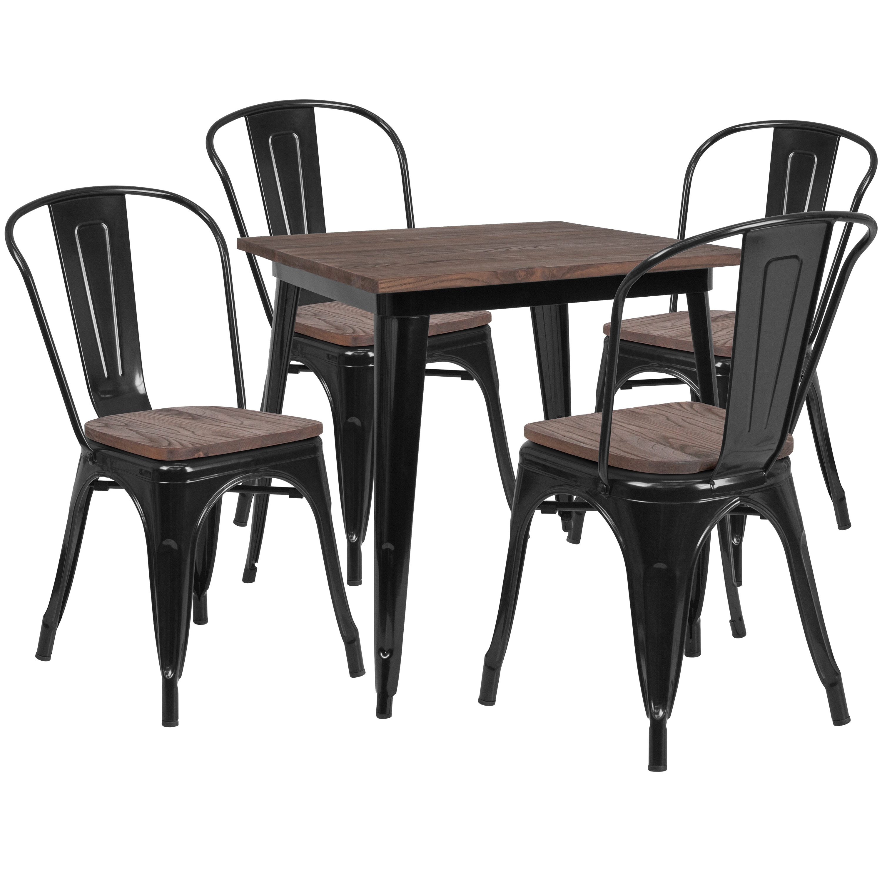 Flash Furniture 889142499831 Black Contemporary/Modern Dining Room Set with Square Table ( Seats 4 )