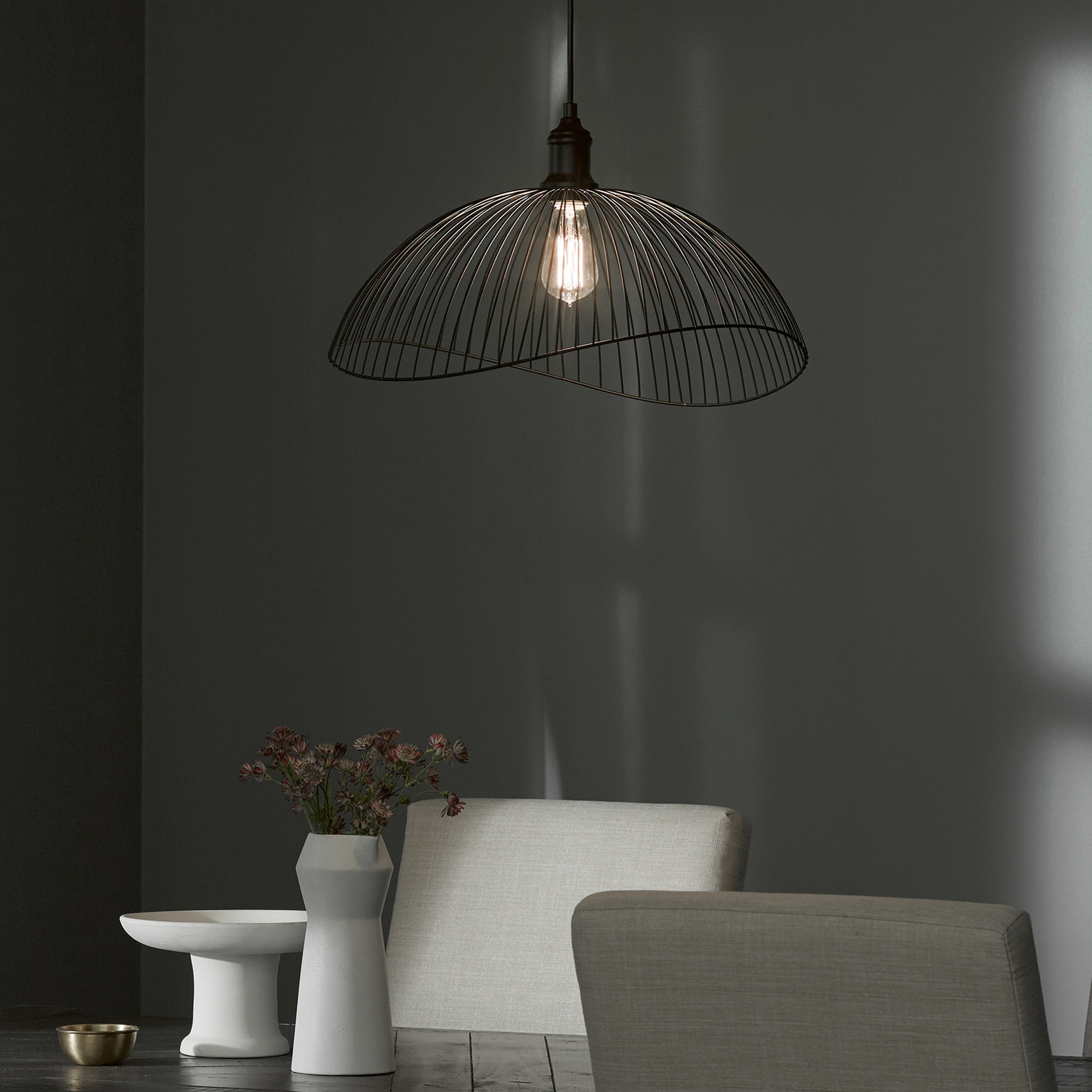 20" Matte Black Metal Geometric Pendant Light