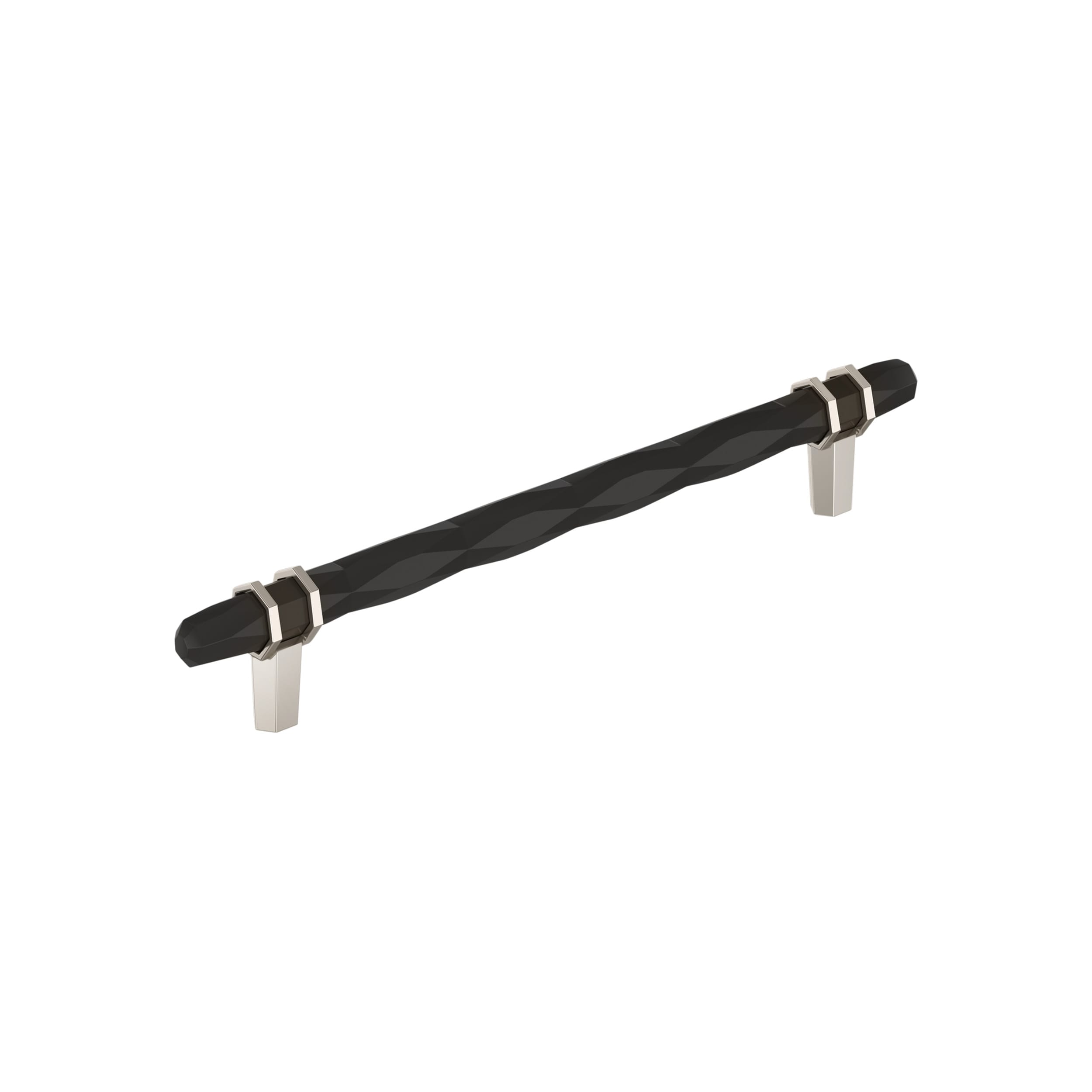 8" Black Bronze and Polished Nickel Modern Bar Pull