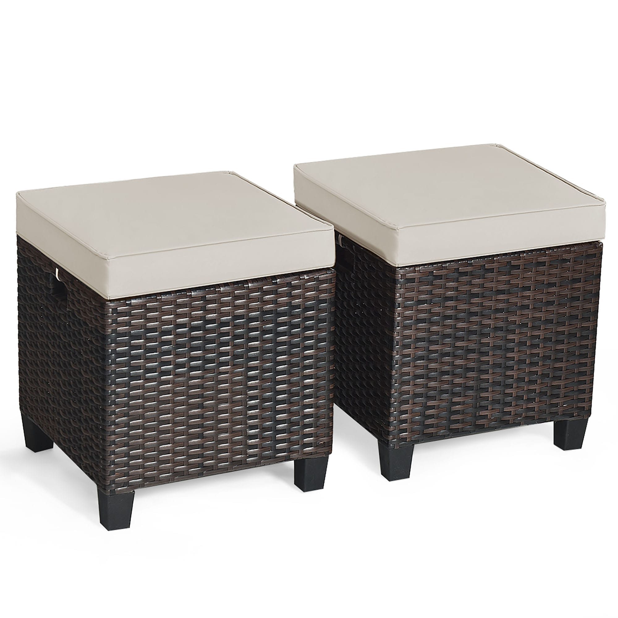 BABOOM BOM-37BN-CO Patio Ottoman 2 -Pack Black Steel Ottoman