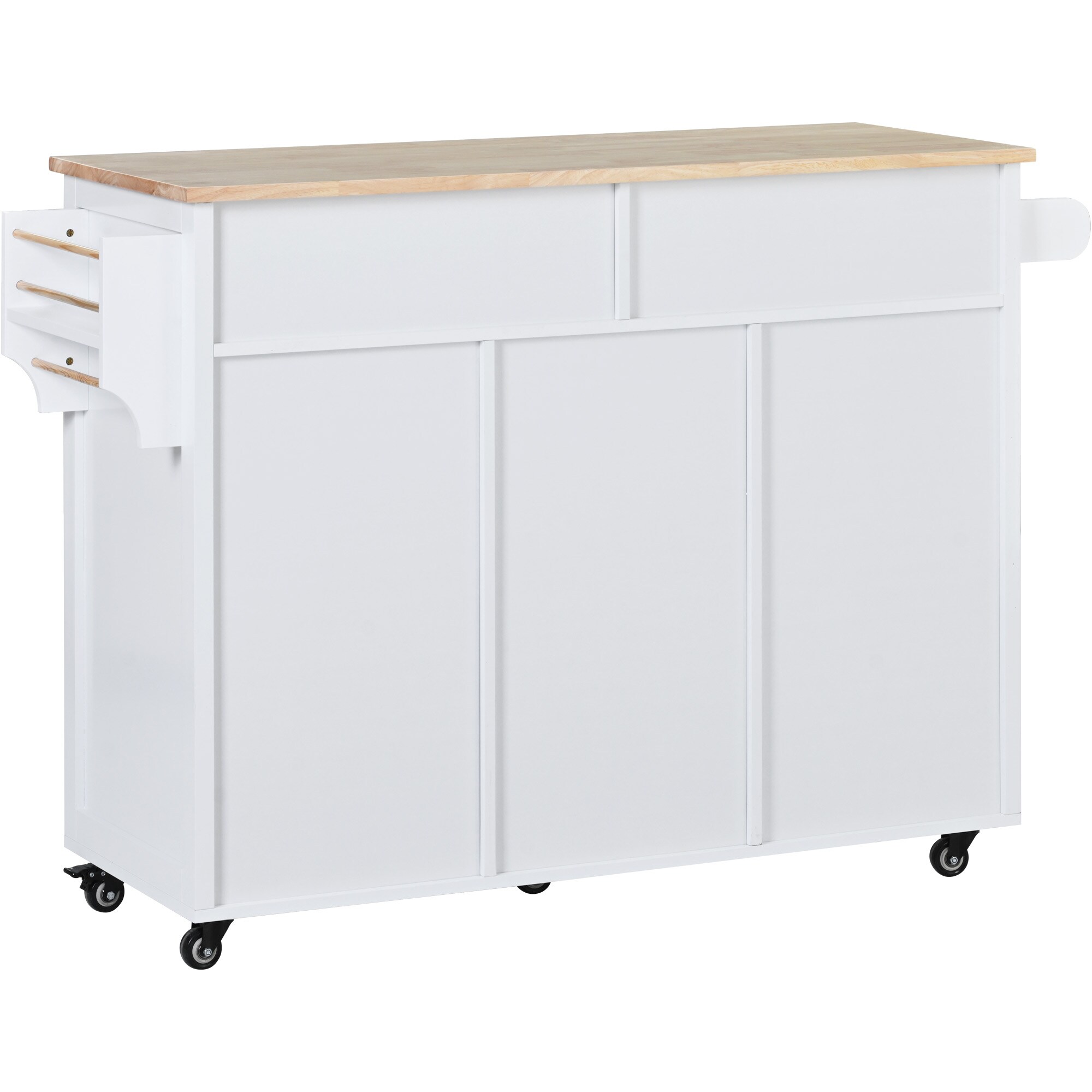 Runesay White Mdf Base with Mdf Wood Top Rolling Kitchen Island (18.5-in x 53.15-in x 37-in)