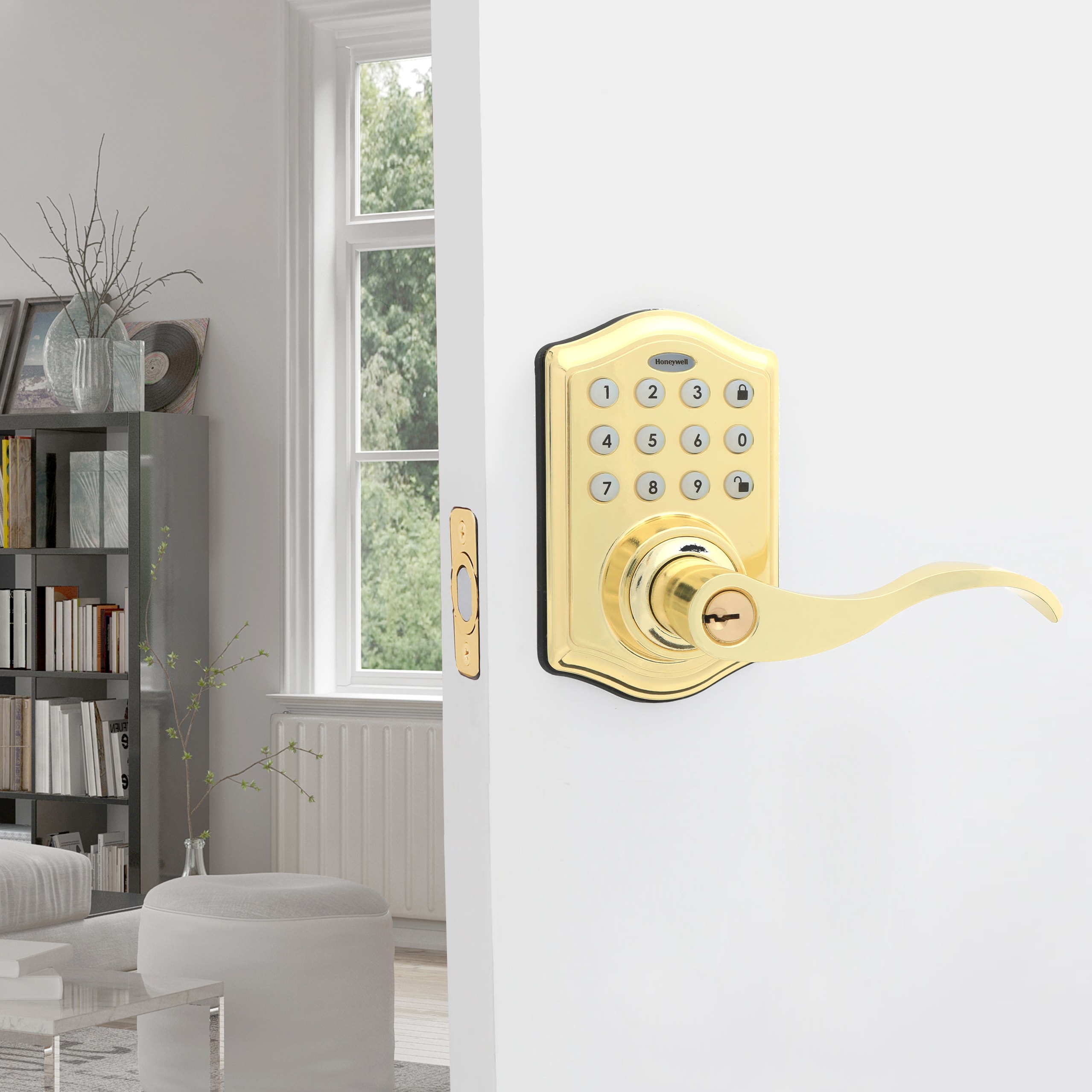 Honeywell 8734001 Polished Brass Electronic Handle and Keypad