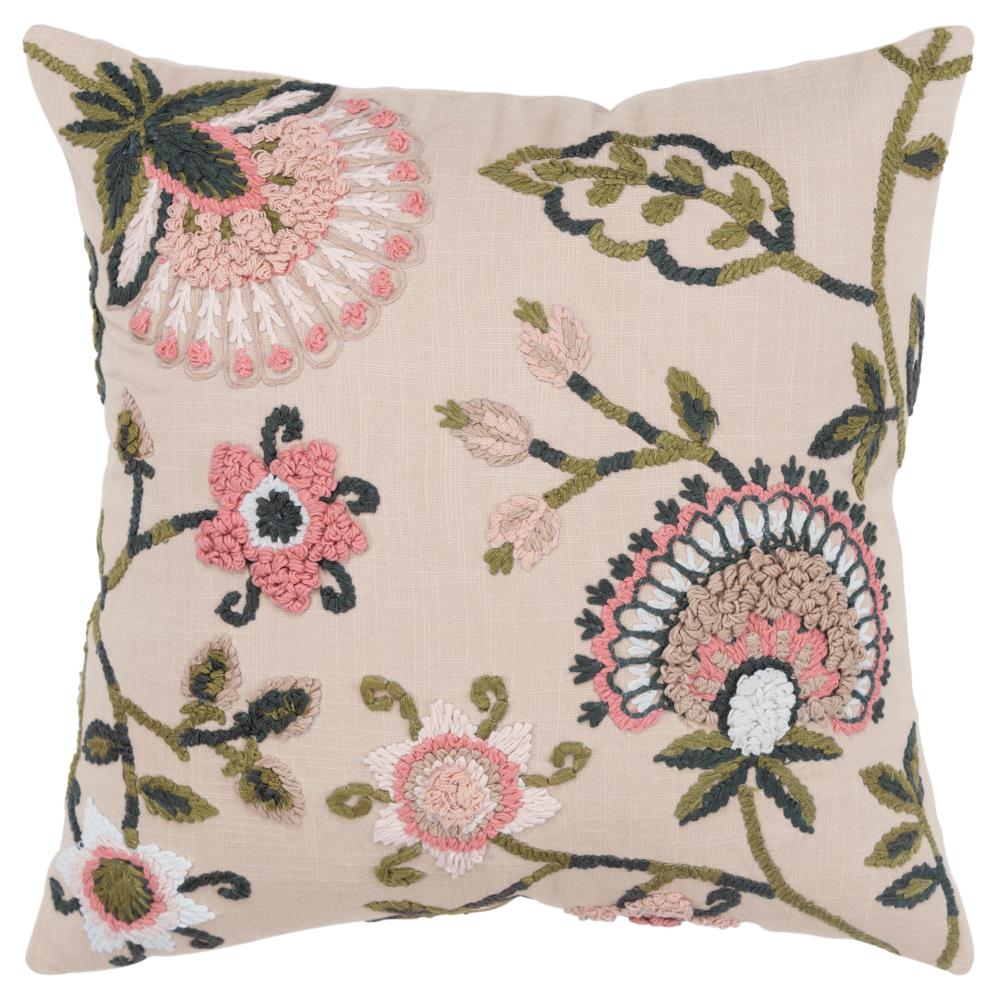 Rizzy Home T16219 Poly filled pillow 20-in x 20-in Blush Square Indoor Decorative Pillow