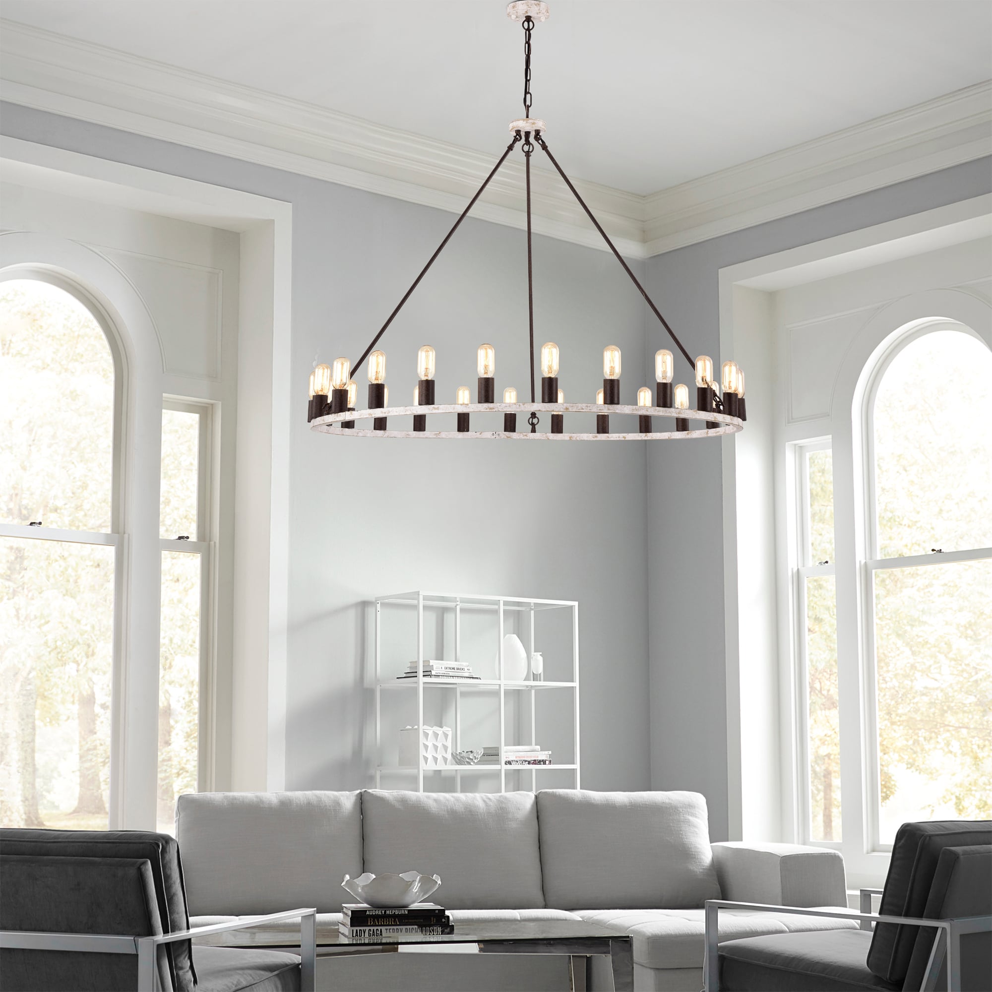 Warehouse of Tiffany PD001/24SI 24 -Light Brown Modern/contemporary For Use in Bedrooms, Dining Rooms, Foyers, Kitchens, Living Rooms Chandelier