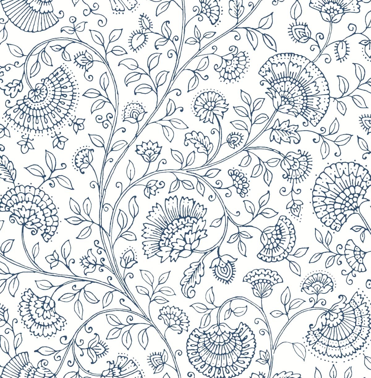 NextWall NW36812 30.75-Sq. Feet Midnight Blue Vinyl Floral Self-adhesive Peel and Stick Wallpaper