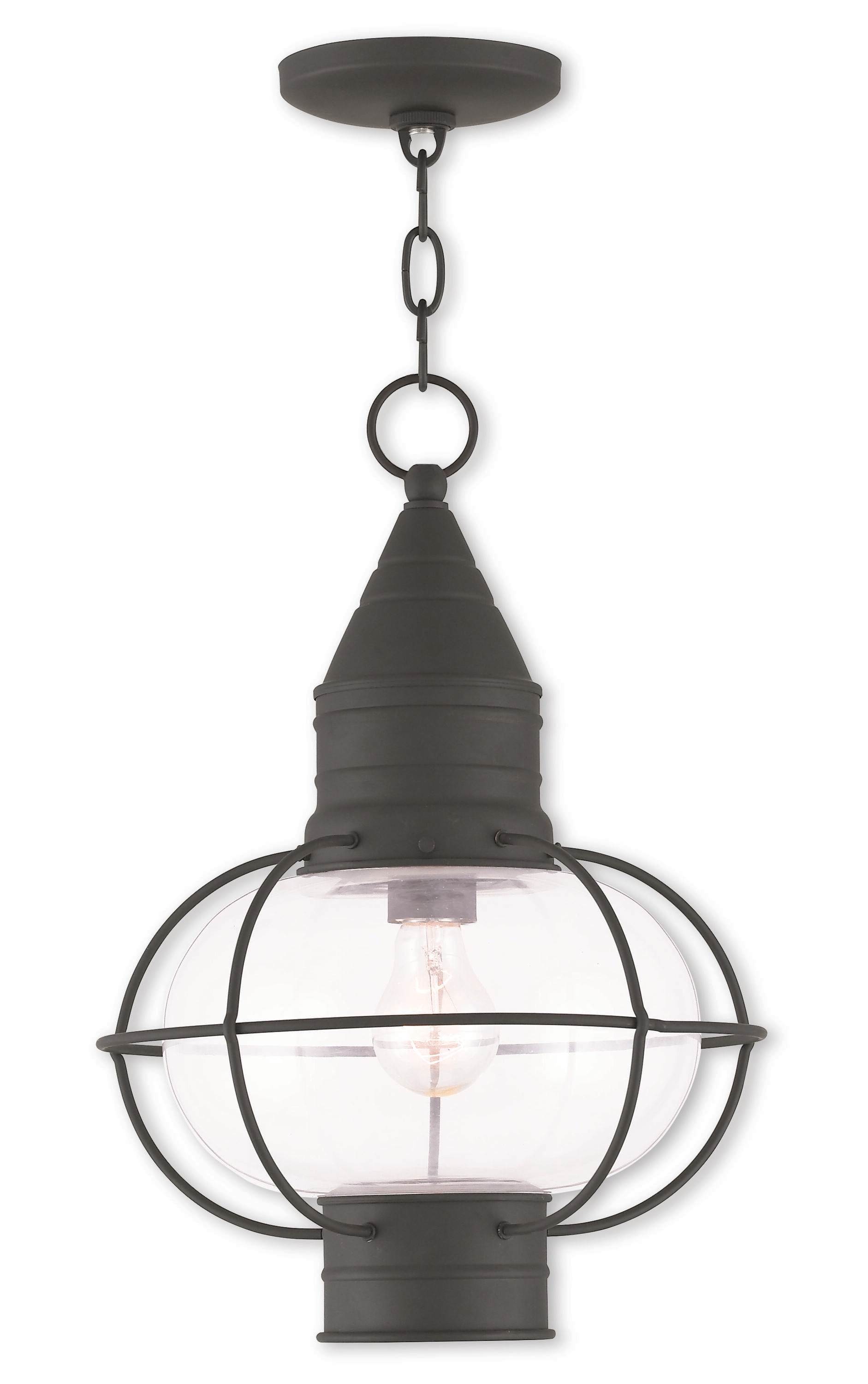 Livex Lighting 26906-04 Newburyport Black Traditional Clear glass Lantern Medium Outdoor Hanging Pendant light