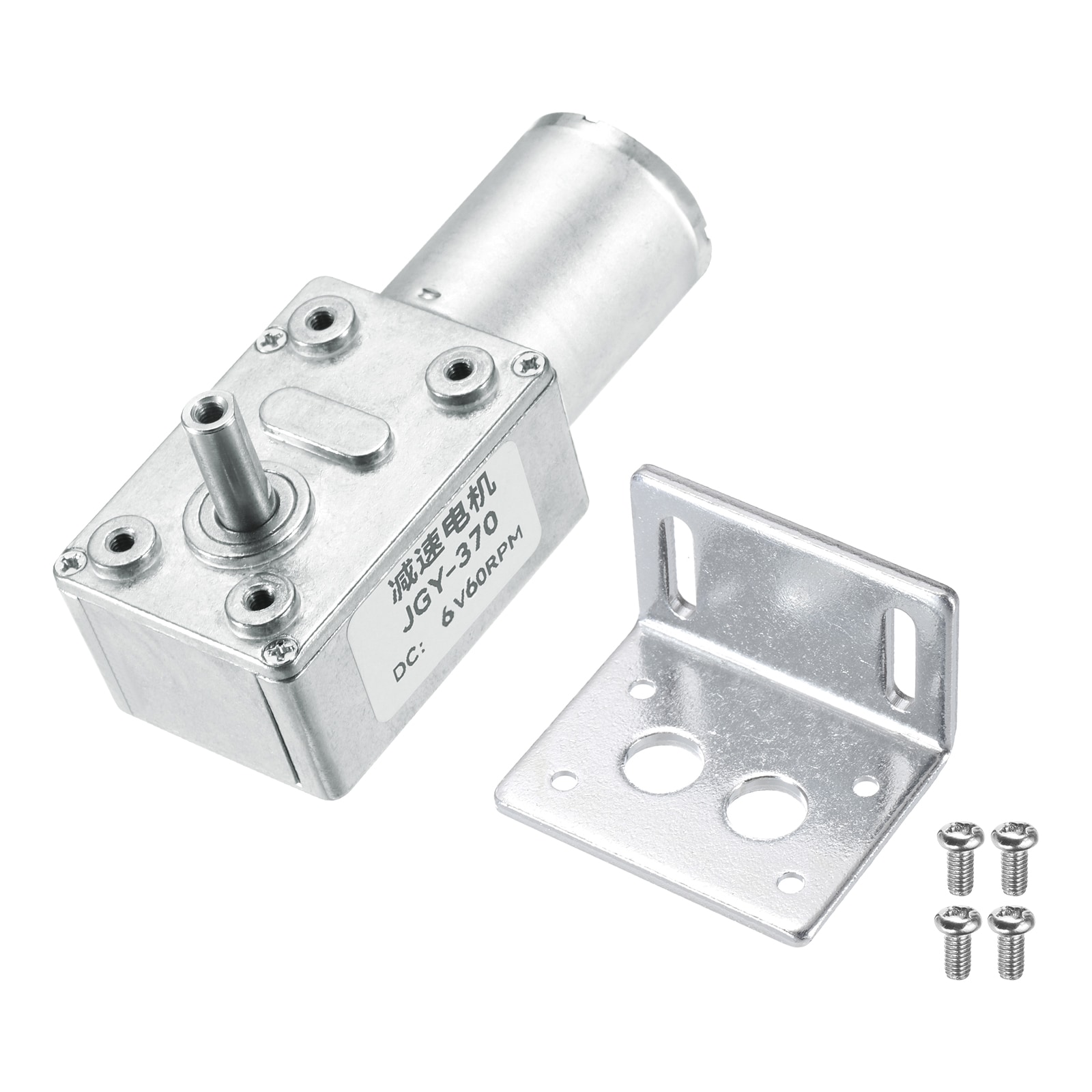 Unique Bargains DC 6V 60 RPM Reversible Worm Geared Motor Reducer Motor 6mm D Shape Shaft High Torque Gear Box with Fixing Bracket Reduction Electric Motor for Sweepers Printers Ovens