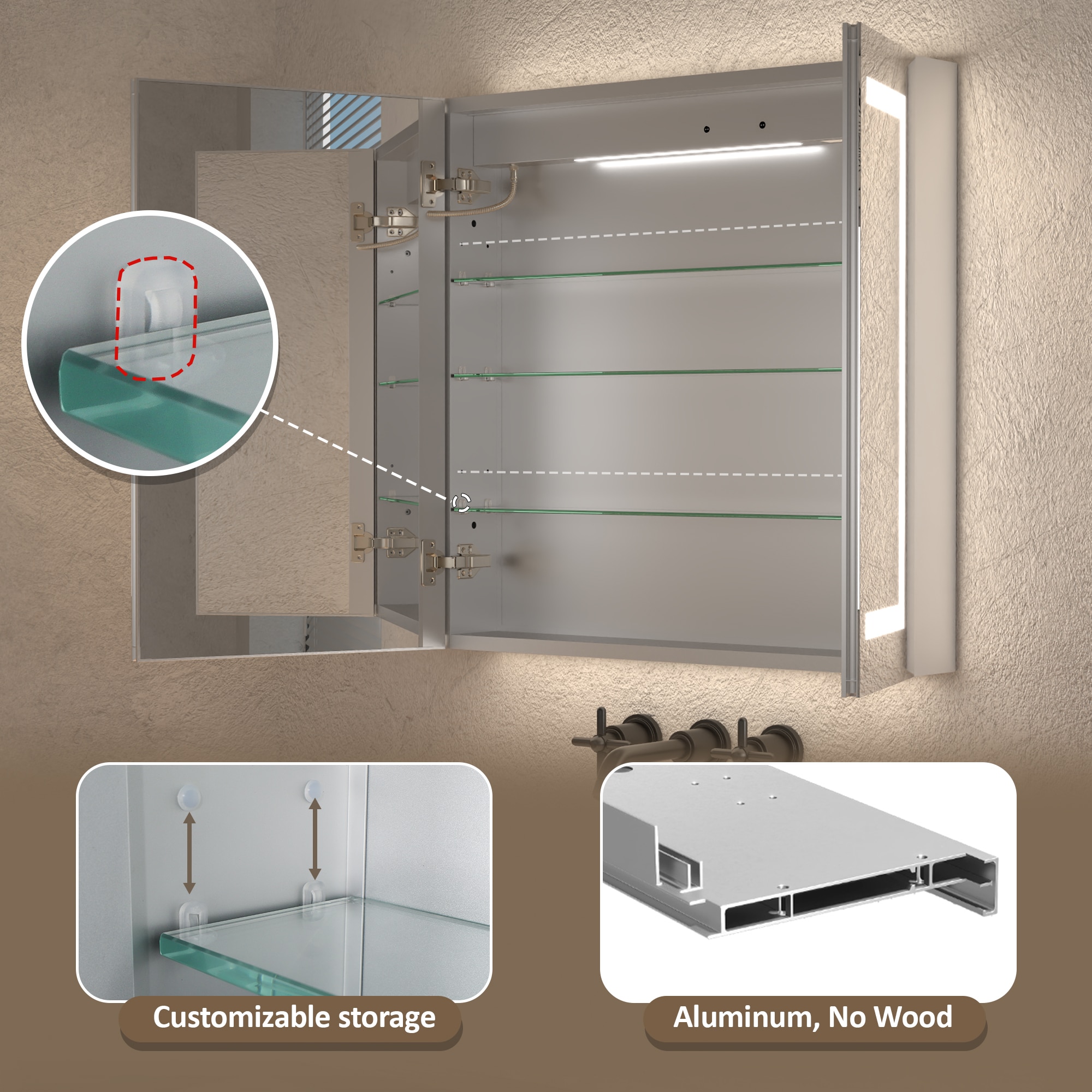 ExBrite LWSDHMC3030V3 Bathroom-Medicine-Cabinets - View #10