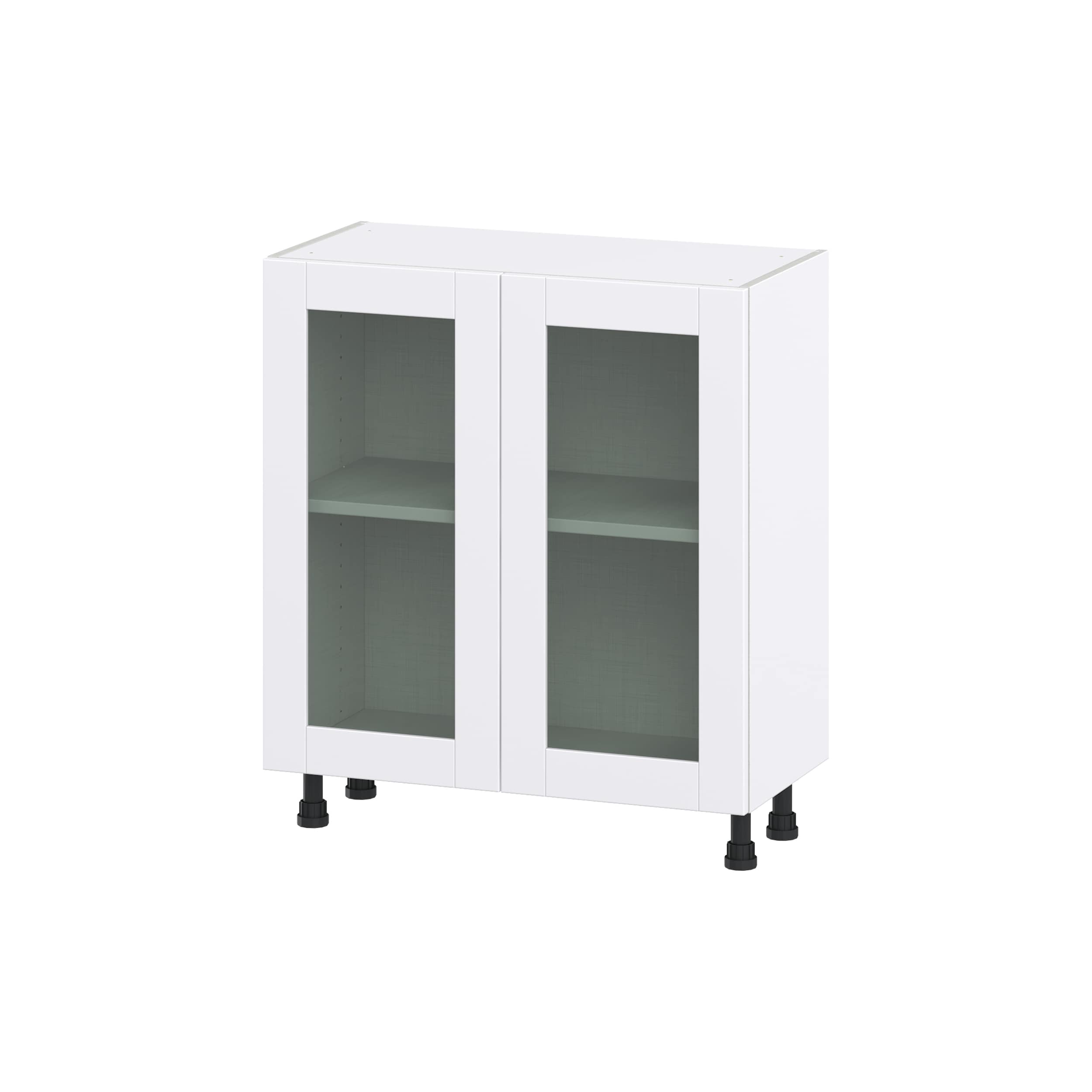 Hugo&Borg DSBG3014FH-RM Rosemont 30-in W x 34.5-in H x 16-in D Glacier White Base Fully assembled Cabinet (Glass Panel Glass)