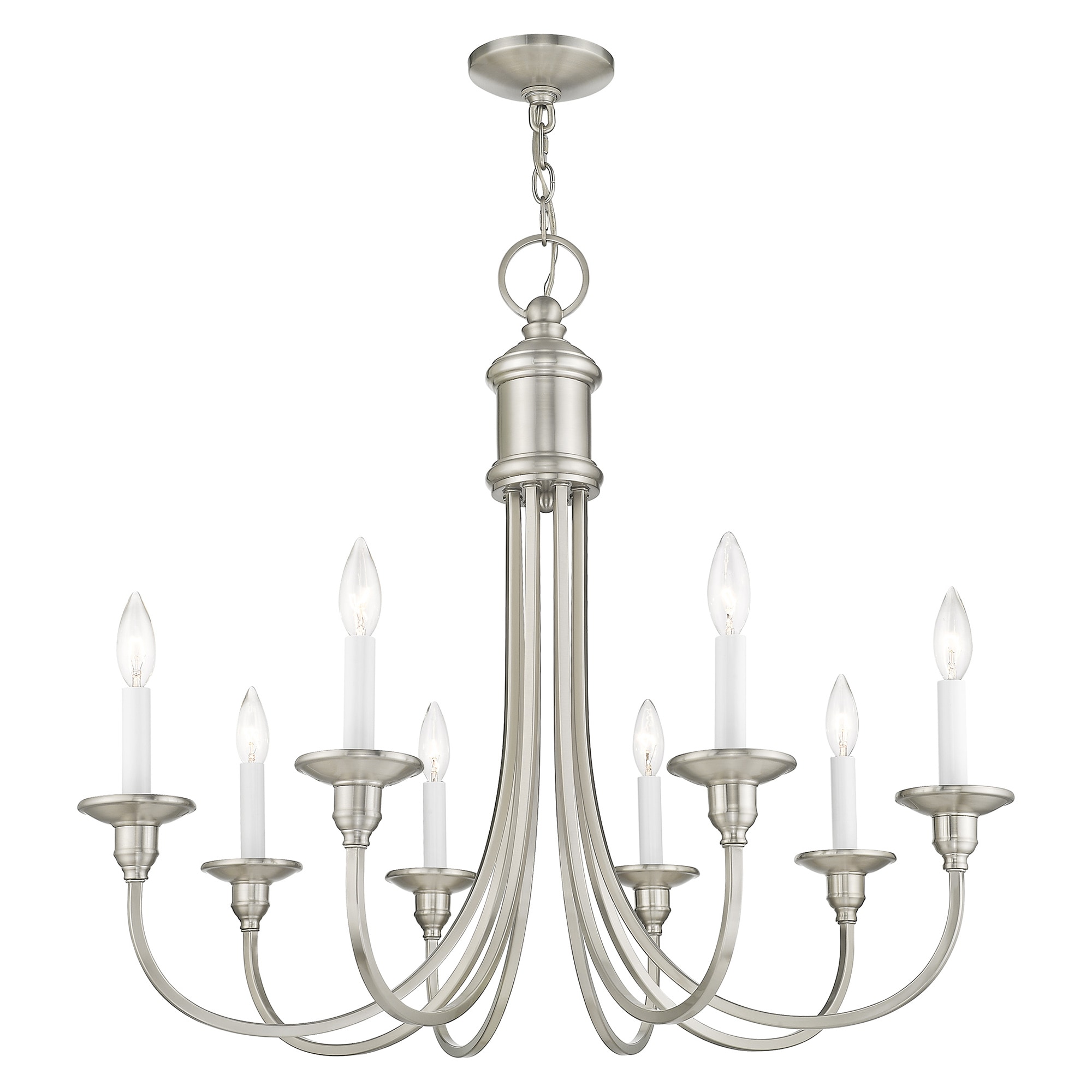 Elegant Brushed Nickel 8-Light Candelabra Chandelier