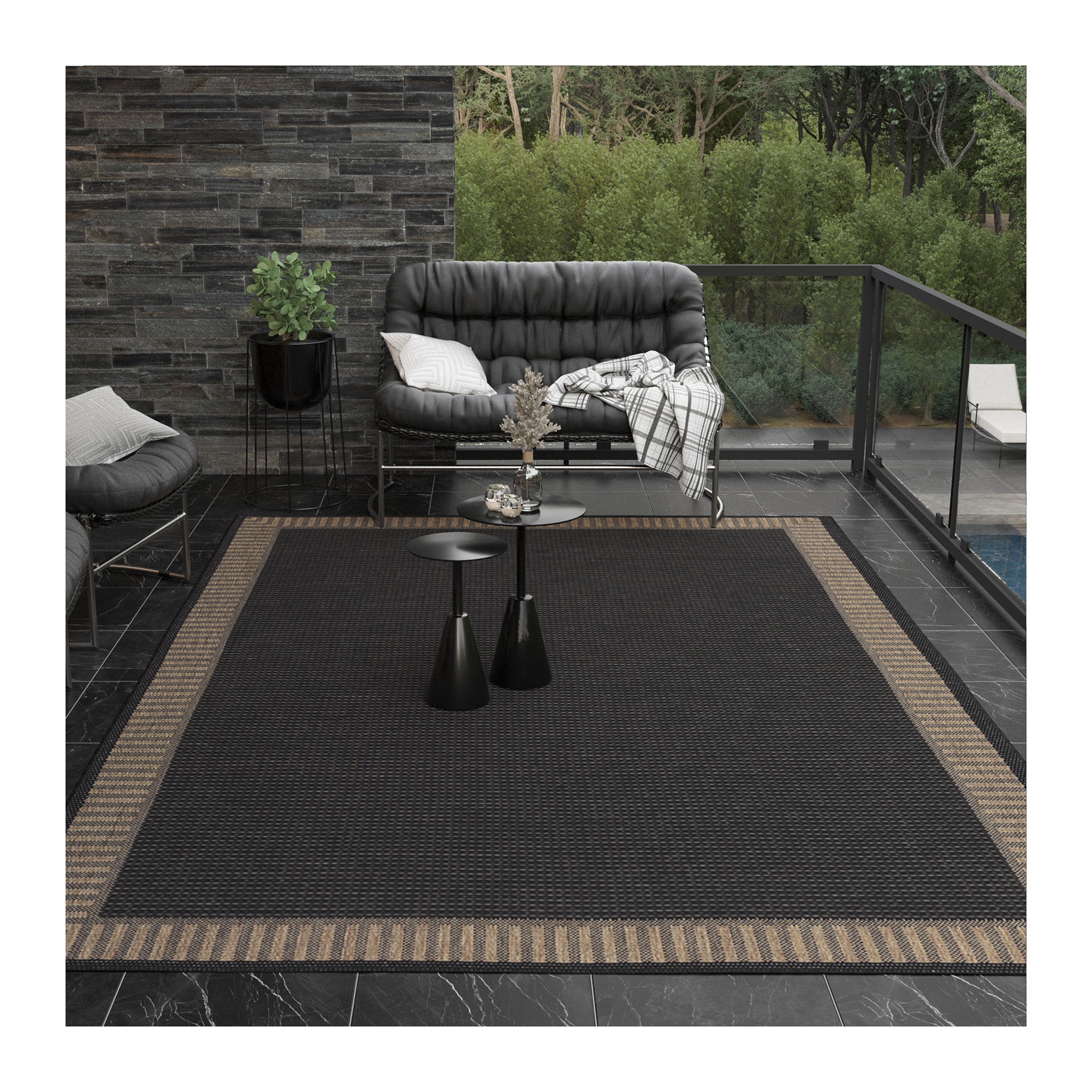 Couristan Recife 6 x 9 (ft) Flatweave Polypropylene Black-Brown ...